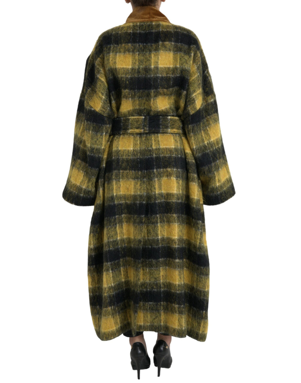 Dolce &amp; Gabbana – Schicker, karierter, langer Trenchcoat in Sonnengelb