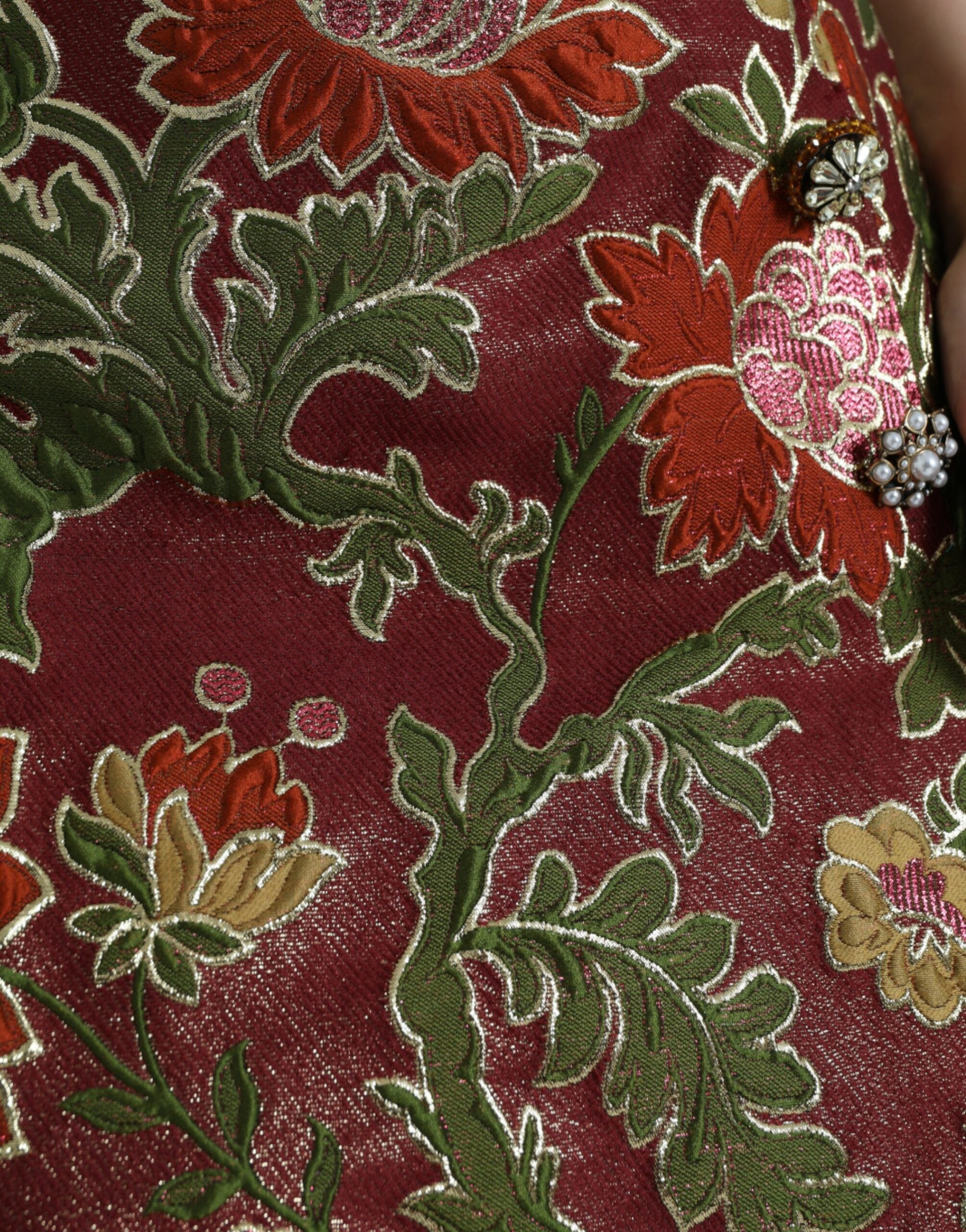 Dolce &amp; Gabbana – Kastanienbrauner Jacquard-Minirock mit Blumenmuster