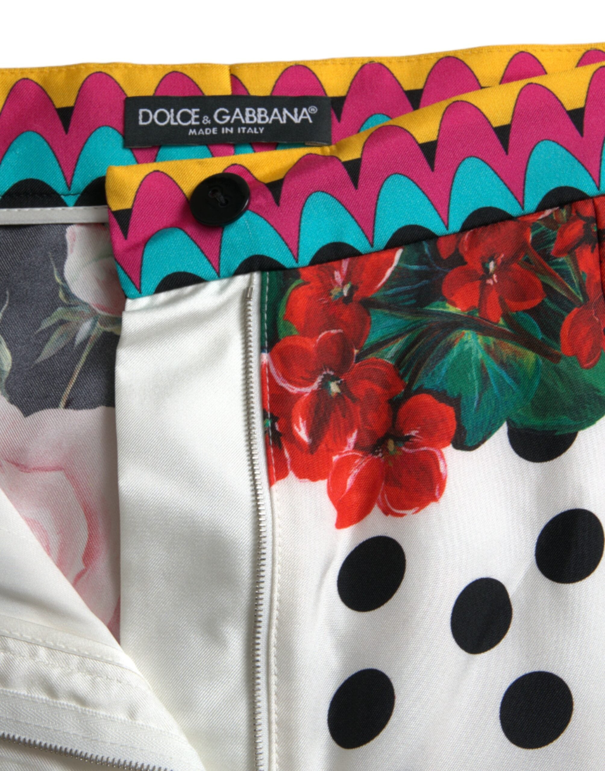 Dolce &amp; Gabbana Mehrfarbige Hotpants aus Seide mit hoher Taille