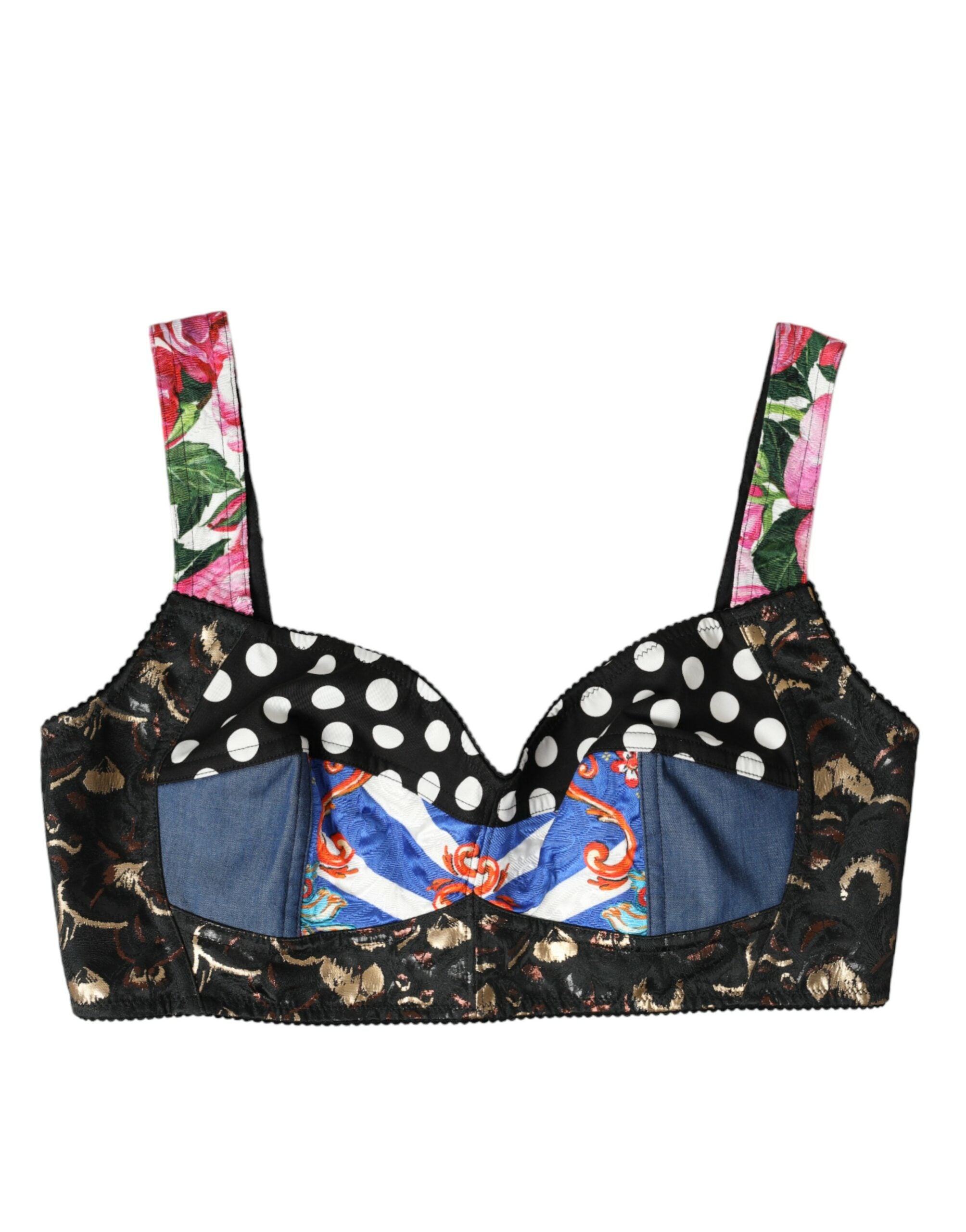 Dolce &amp; Gabbana – Bustier-Crop-Top mit Blumen-Patchwork