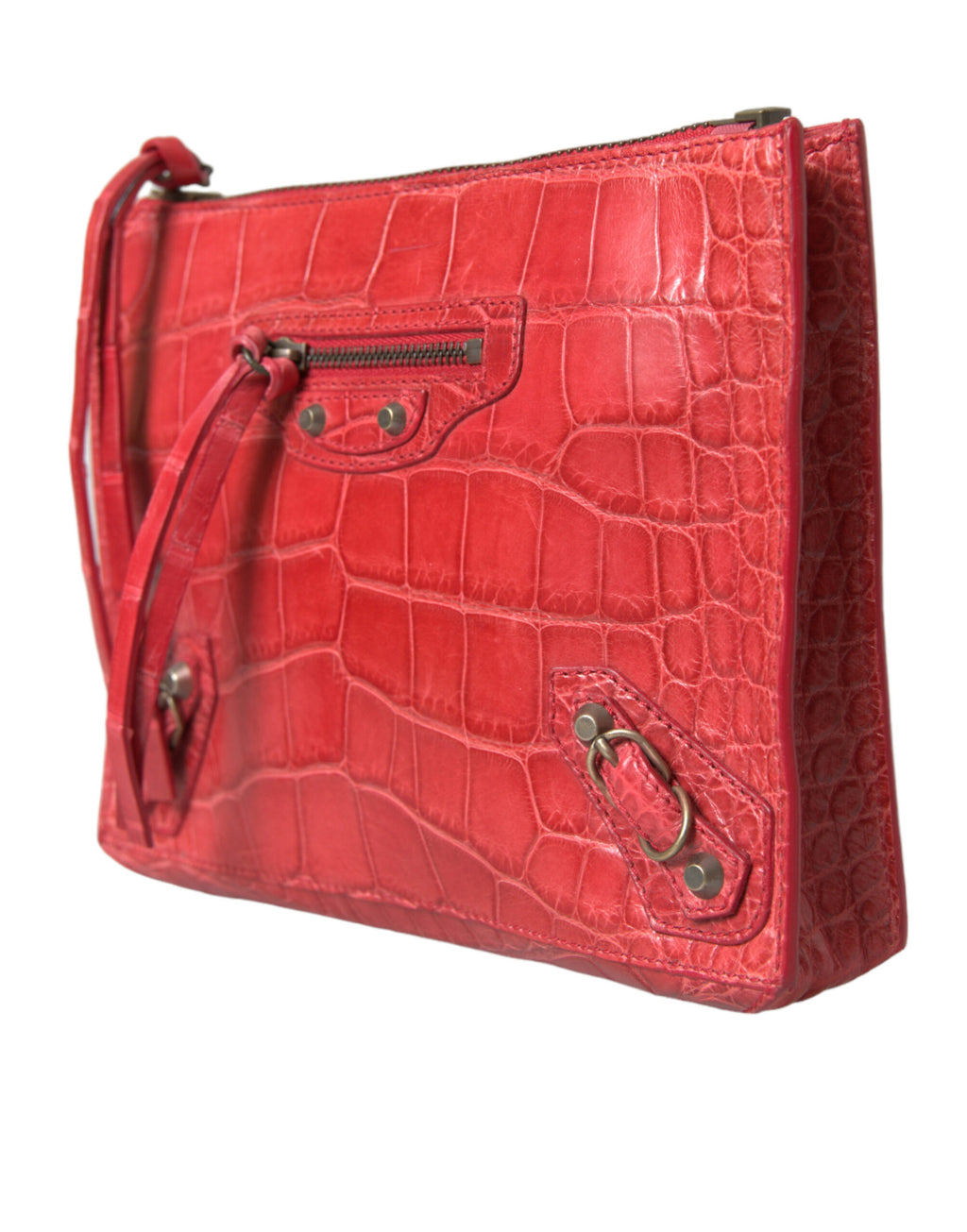 Balenciaga Exotische rote Clutch aus Alligatorleder