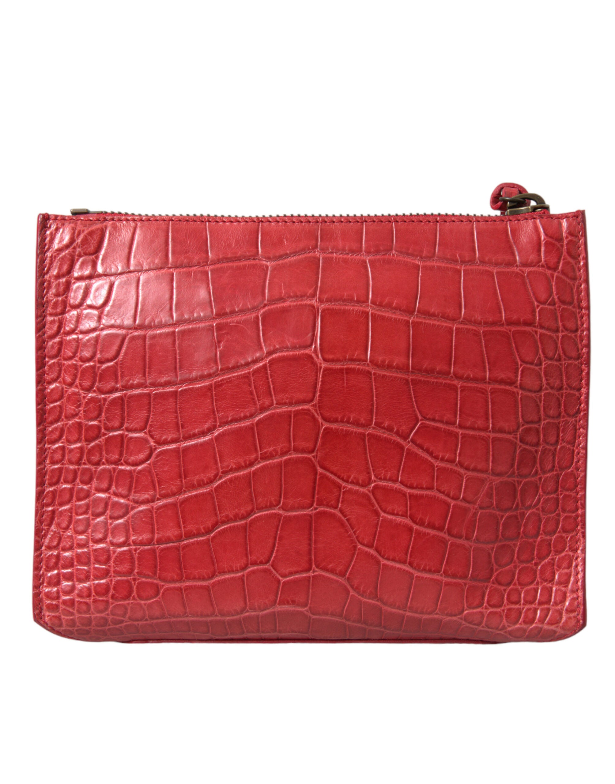 Balenciaga Exotische rote Clutch aus Alligatorleder