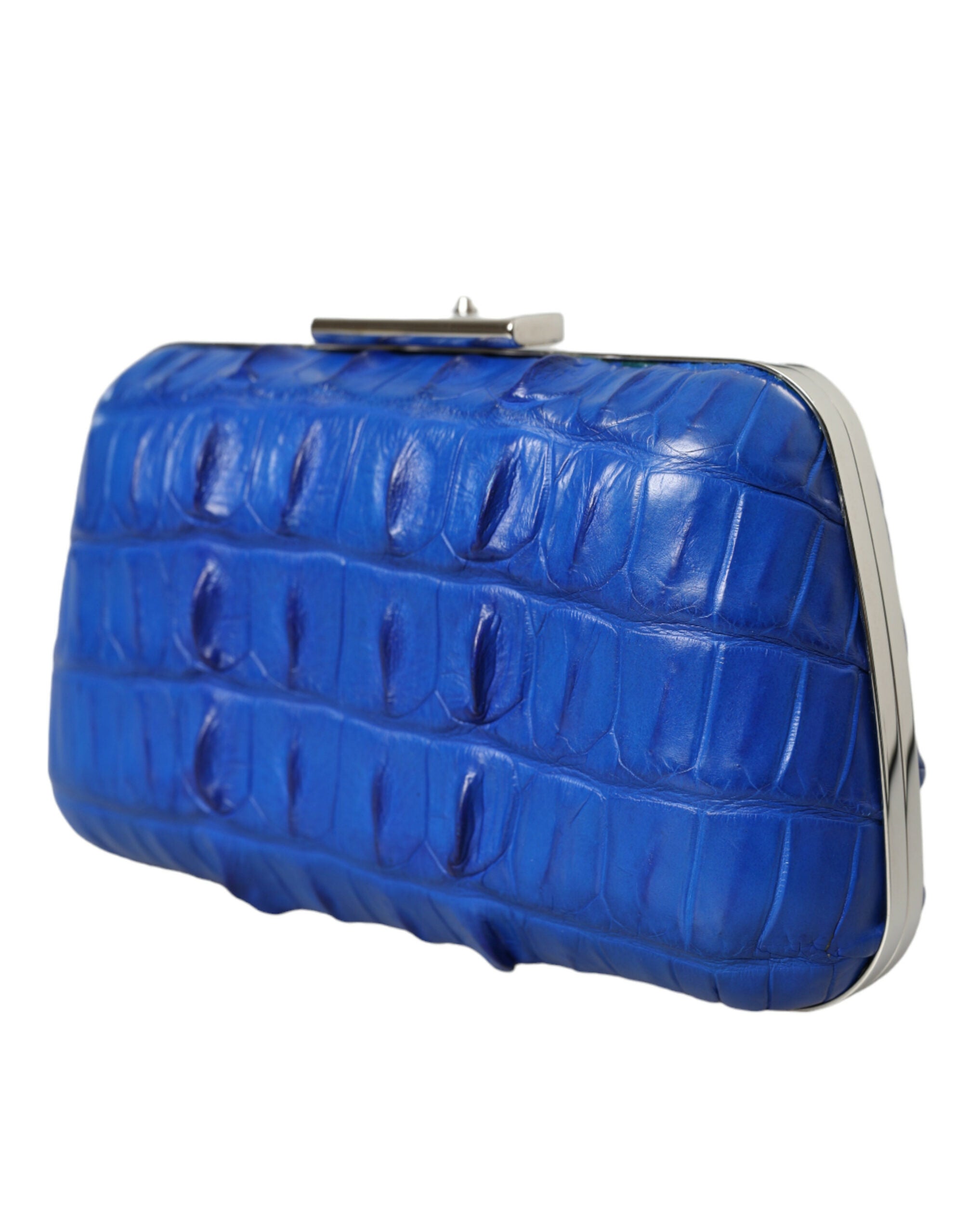 Balenciaga Clutch aus Krokodilleder in Elektroblau