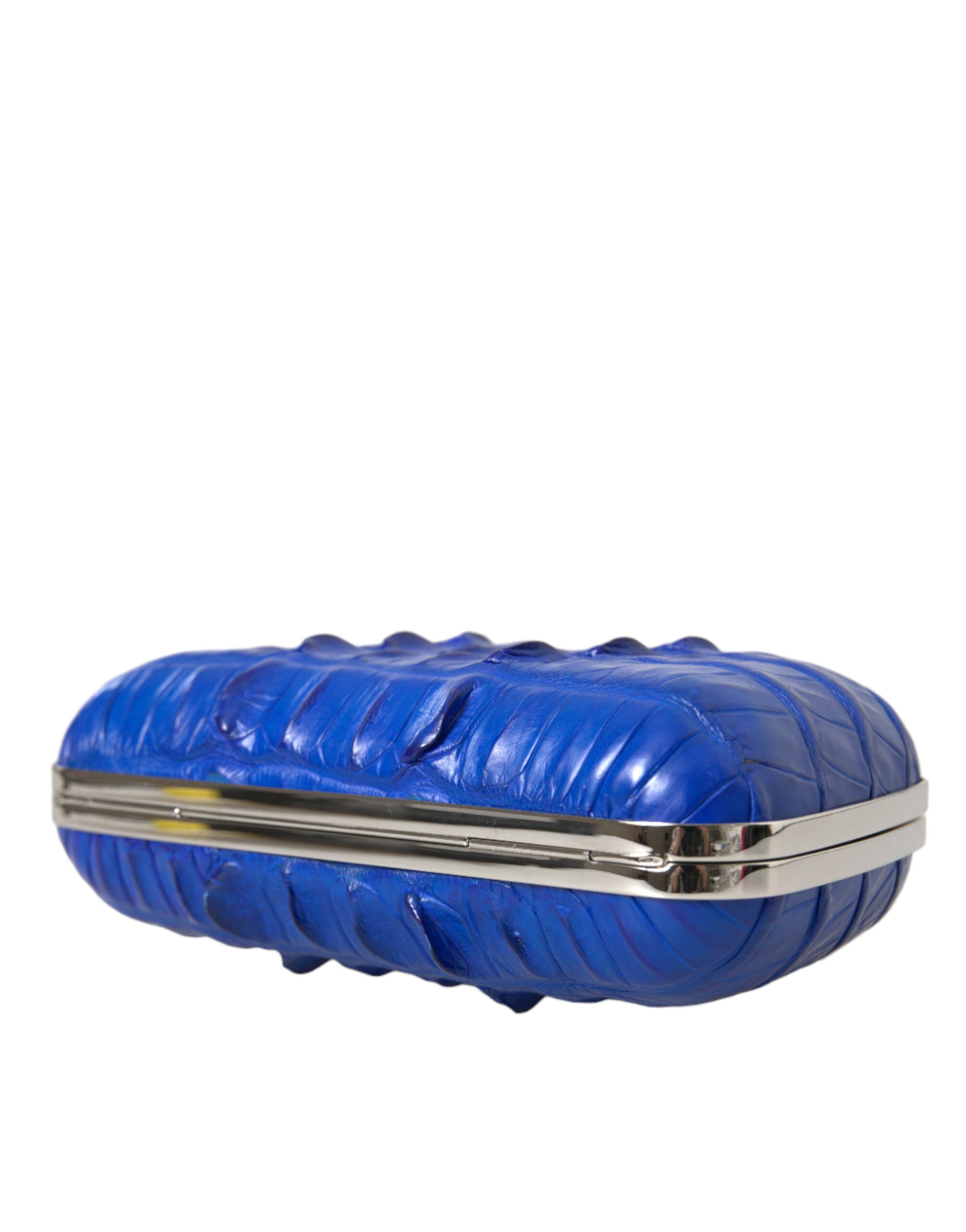 Balenciaga Clutch aus Krokodilleder in Elektroblau