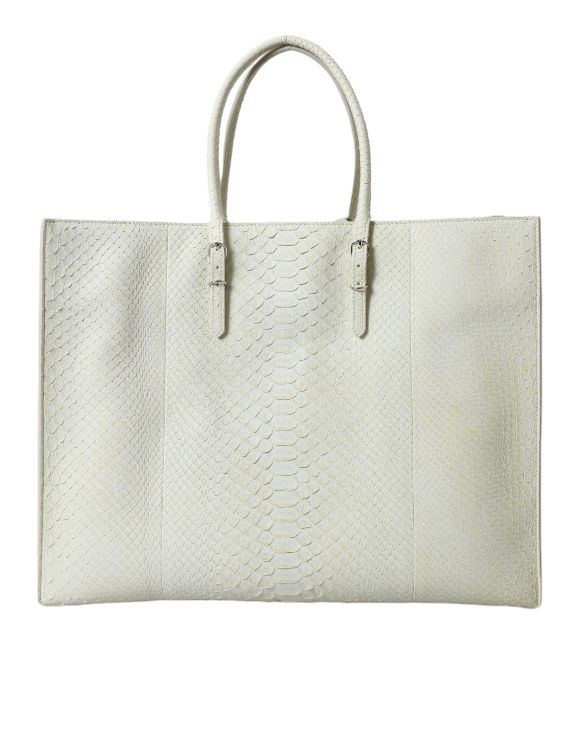 Balenciaga Chic Python-Ledertasche in Weiß und Gelb