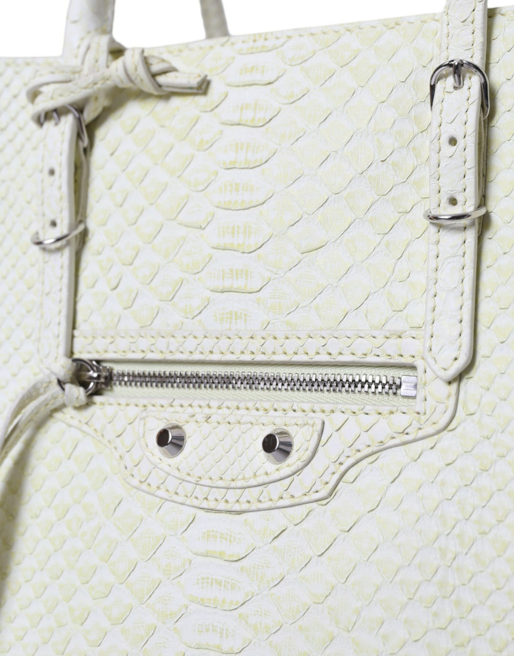 Balenciaga Chic Python-Ledertasche in Weiß und Gelb