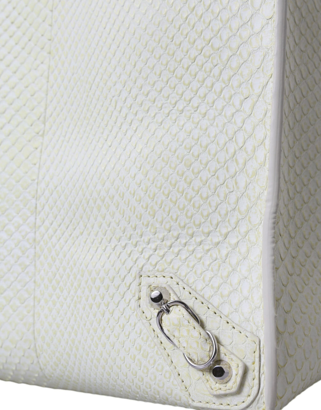 Balenciaga Chic Python-Ledertasche in Weiß und Gelb
