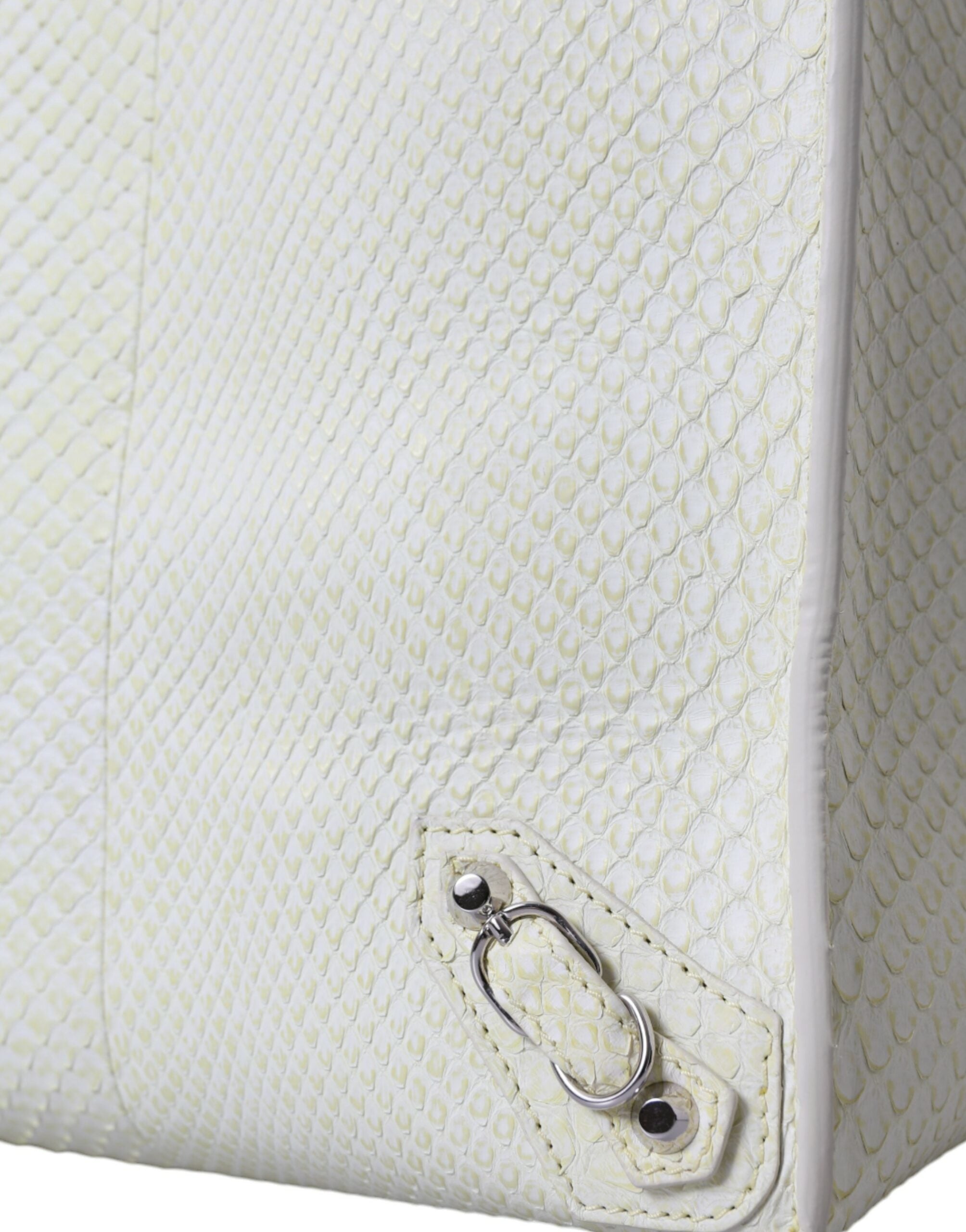 Balenciaga Chic Python-Ledertasche in Weiß und Gelb