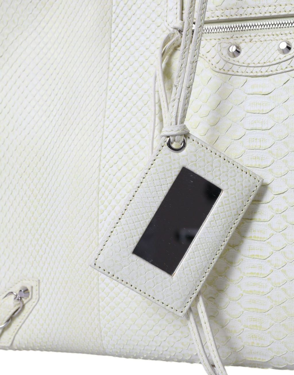 Balenciaga Chic Python-Ledertasche in Weiß und Gelb