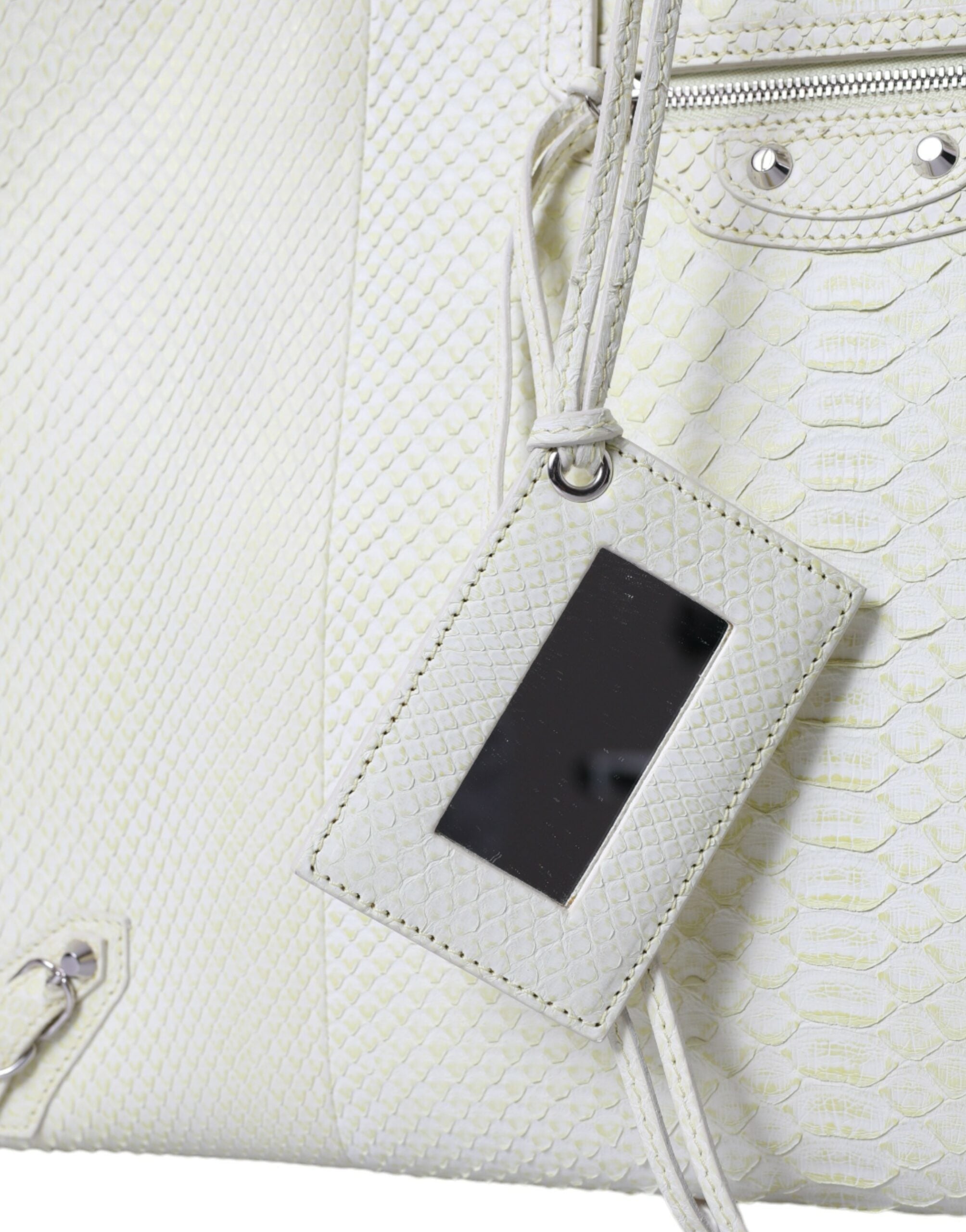 Balenciaga Chic Python-Ledertasche in Weiß und Gelb