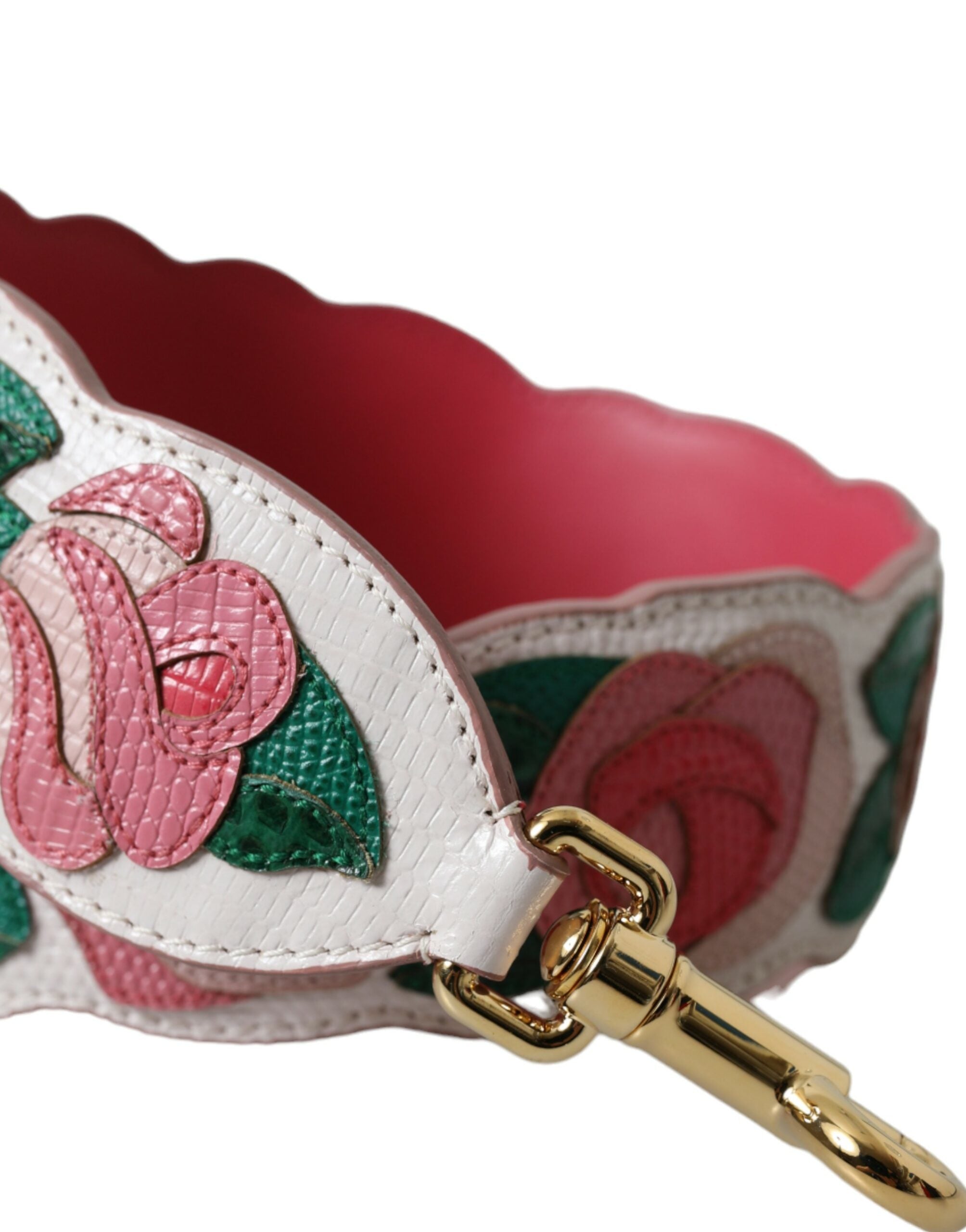Dolce &amp; Gabbana – Schultergurt aus weißem Leder mit Blumenmuster