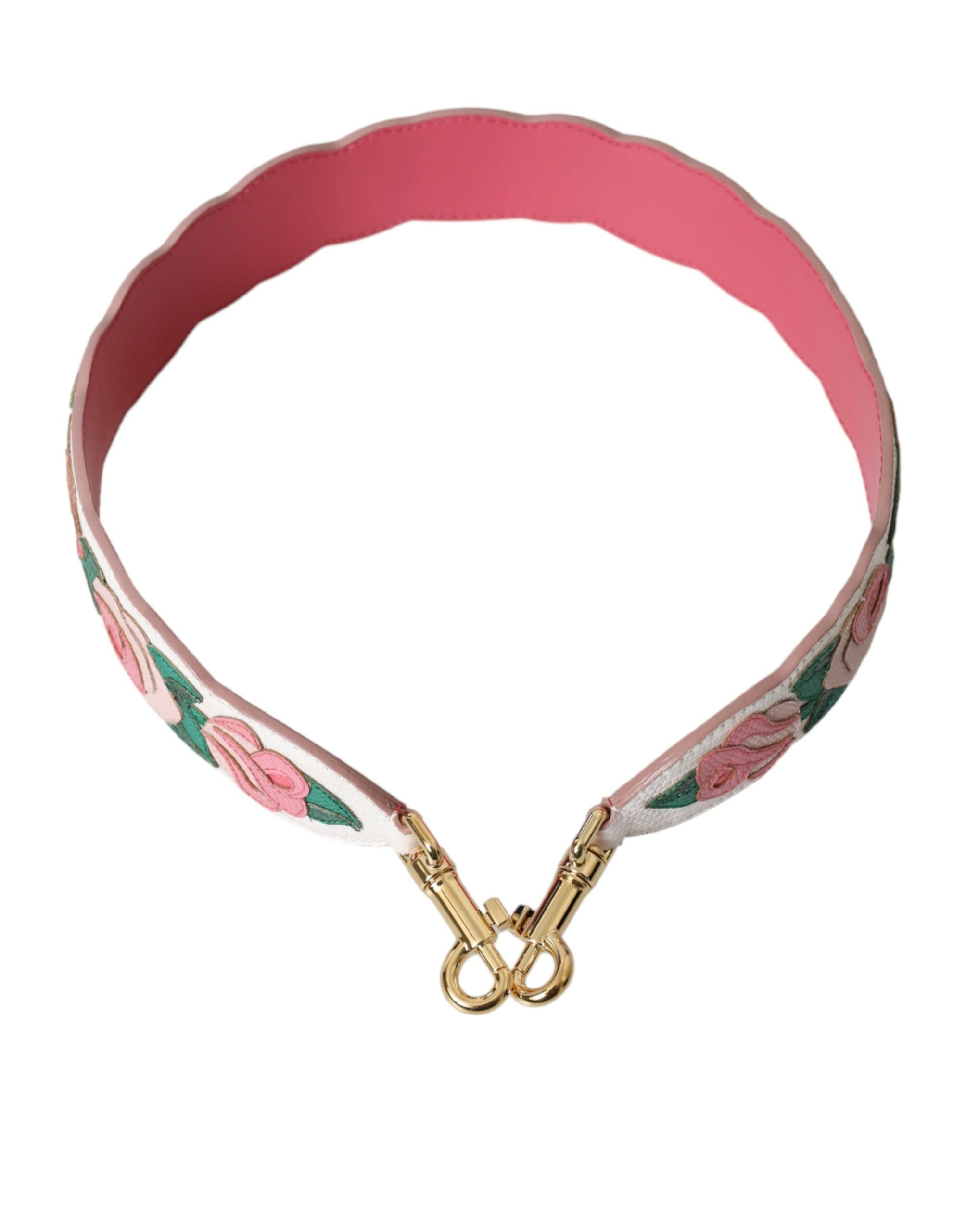 Dolce &amp; Gabbana – Schultergurt aus weißem Leder mit Blumenmuster