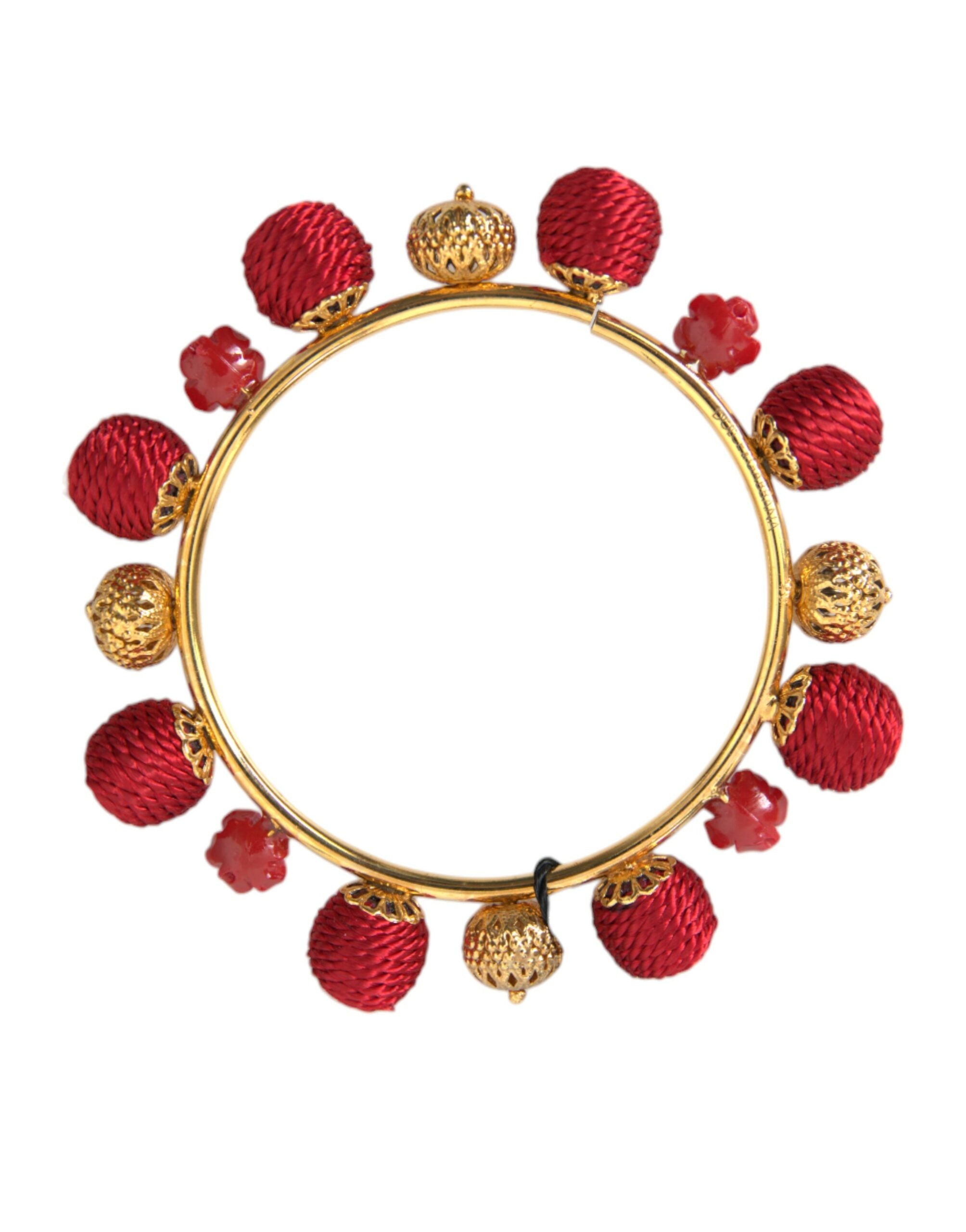 Dolce &amp; Gabbana Gold Messing Rot RUNWAY Sicilia Natale Rosen Armband