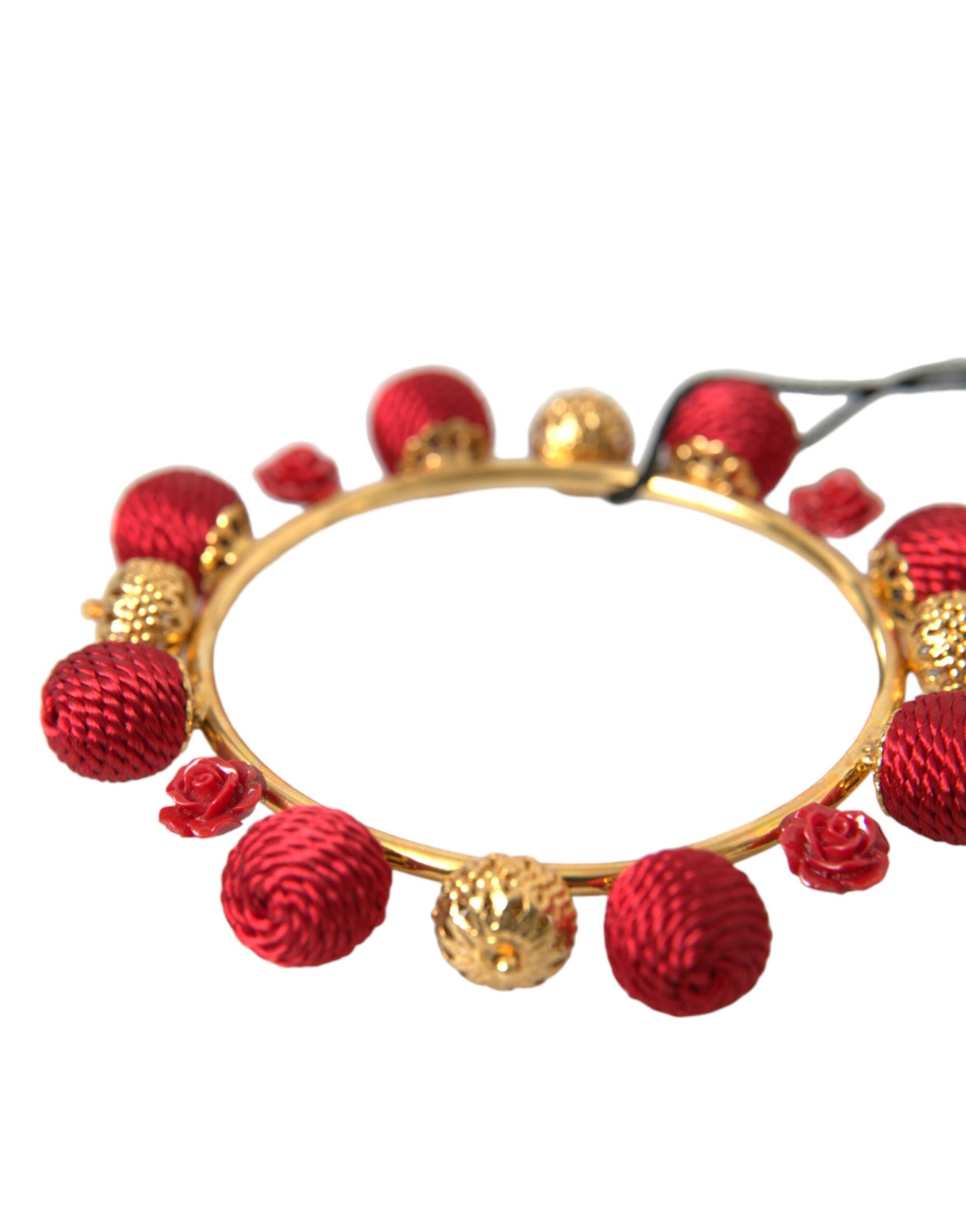 Dolce &amp; Gabbana Gold Messing Rot RUNWAY Sicilia Natale Rosen Armband