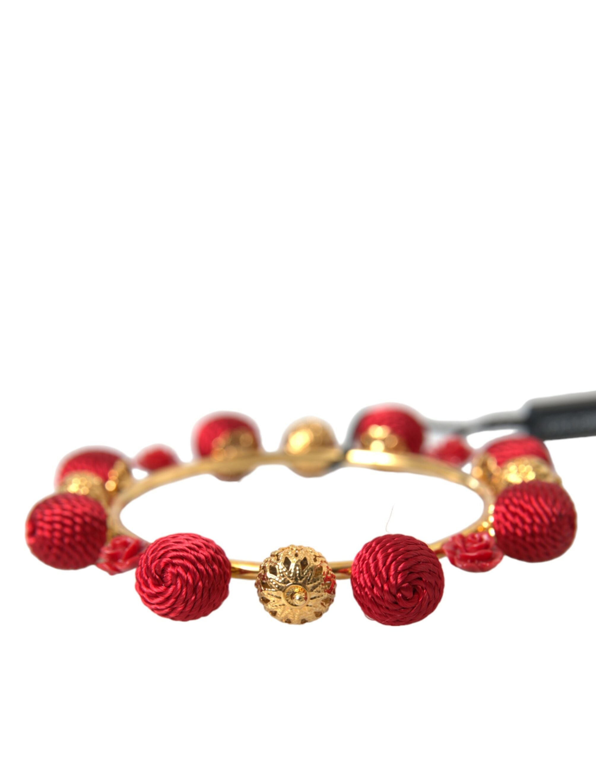 Dolce &amp; Gabbana Gold Messing Rot RUNWAY Sicilia Natale Rosen Armband