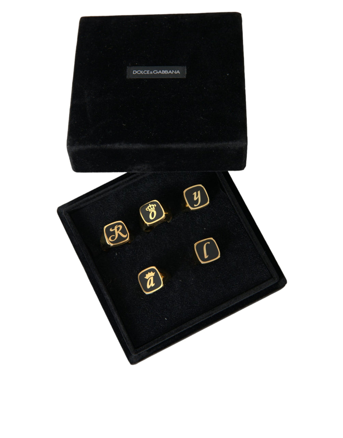 Dolce &amp; Gabbana Goldmessing ROYAL Emaille Set mit 5 Ringen