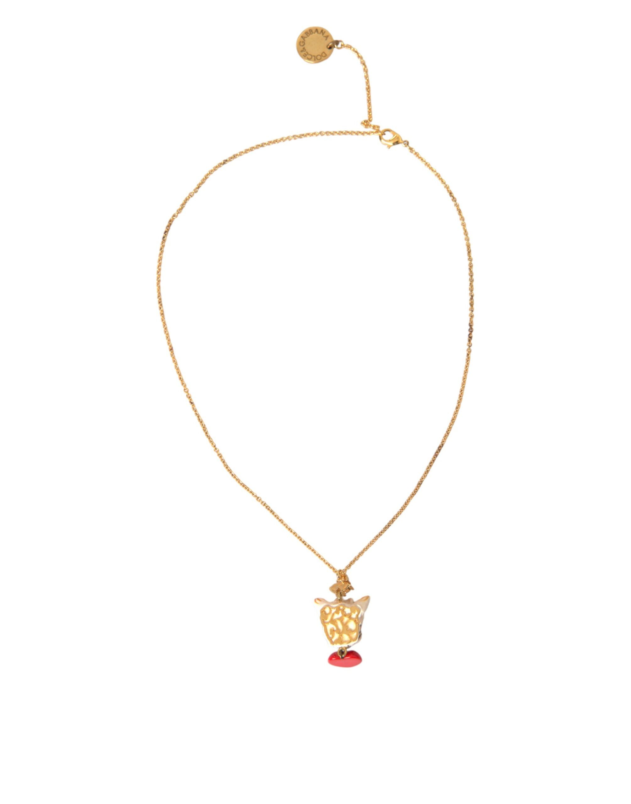 Dolce &amp; Gabbana Halskette mit Hundeherzanhänger aus goldener Messingkette