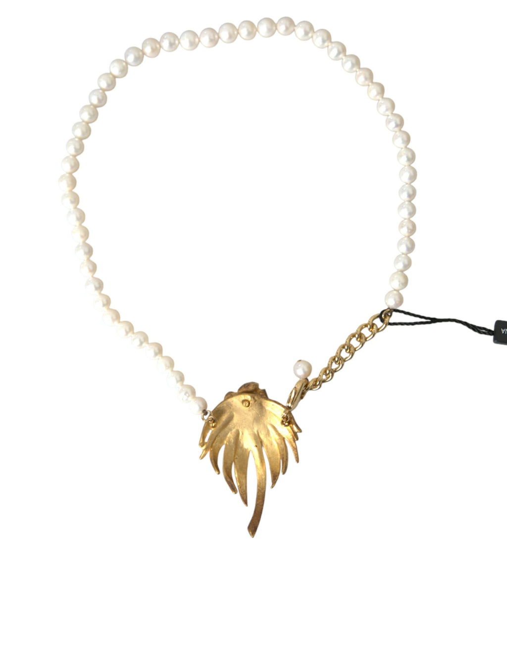 Dolce &amp; Gabbana Halskette mit Baumanhänger aus goldenem Messing mit Kristallperlen