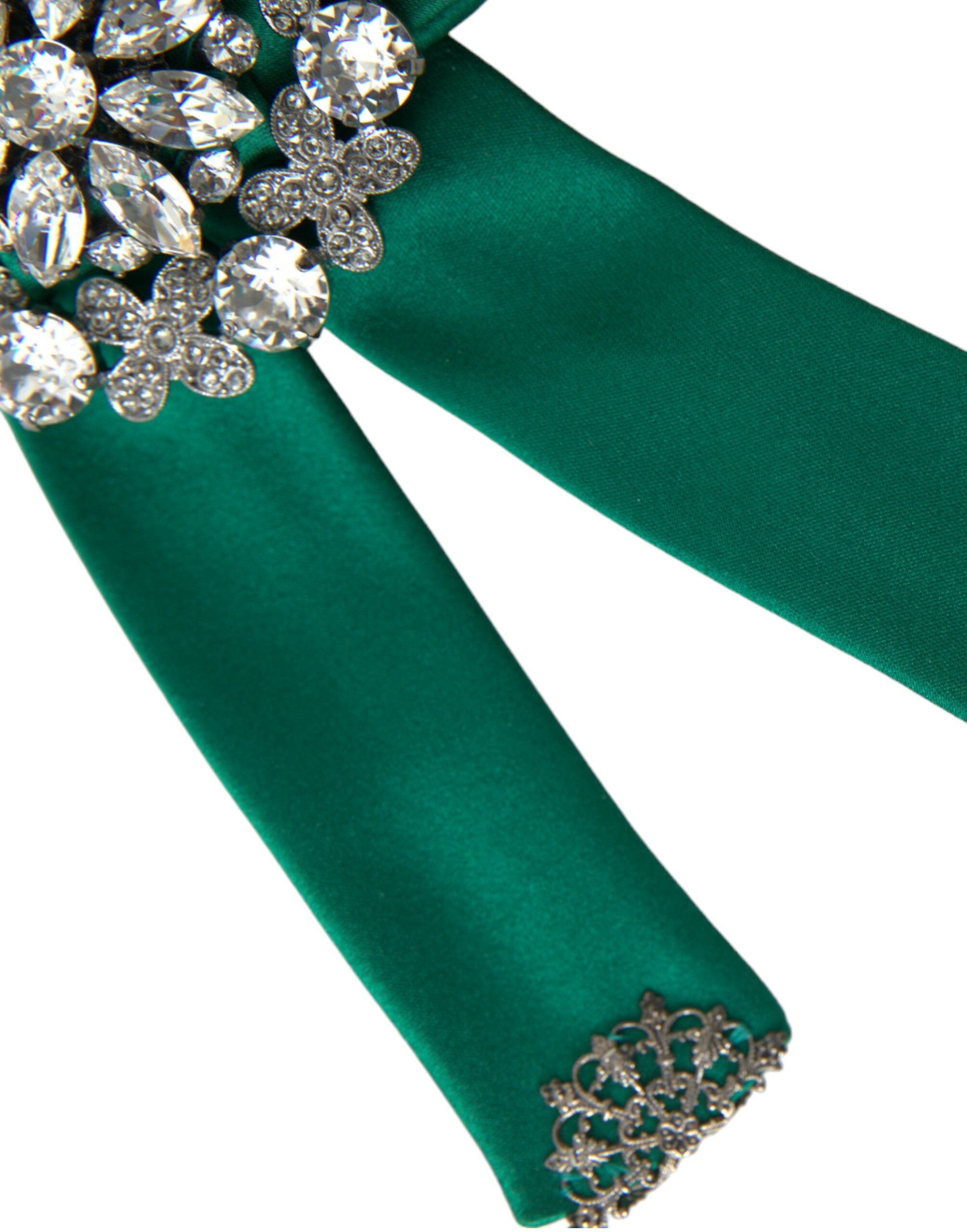 Dolce &amp; Gabbana Grüne Satin-Vogel-Kristall-Haarspange für Damen