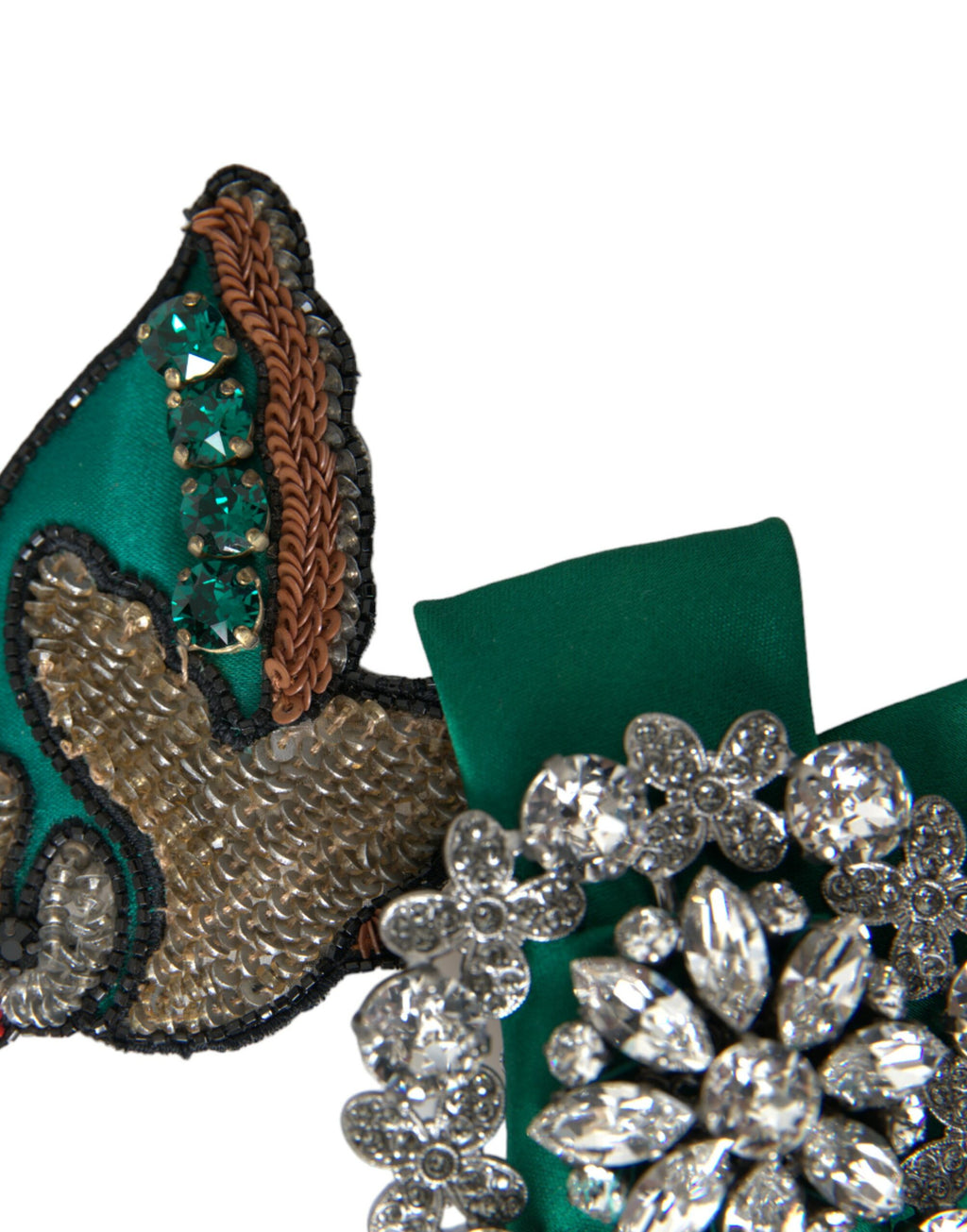 Dolce &amp; Gabbana Grüne Satin-Vogel-Kristall-Haarspange für Damen