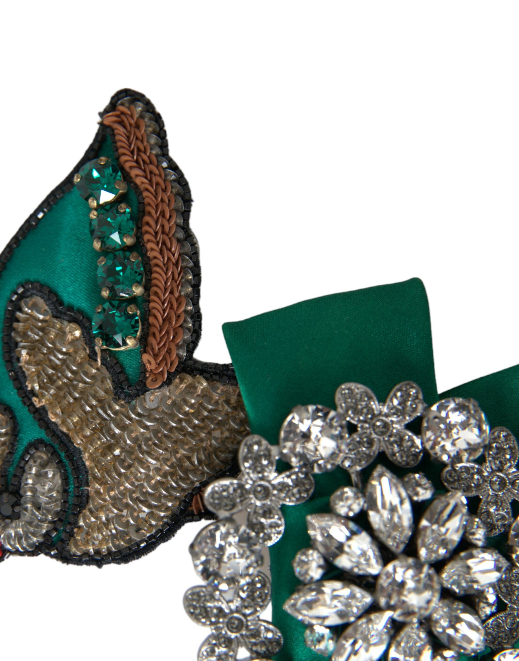 Dolce &amp; Gabbana Grüne Satin-Vogel-Kristall-Haarspange für Damen