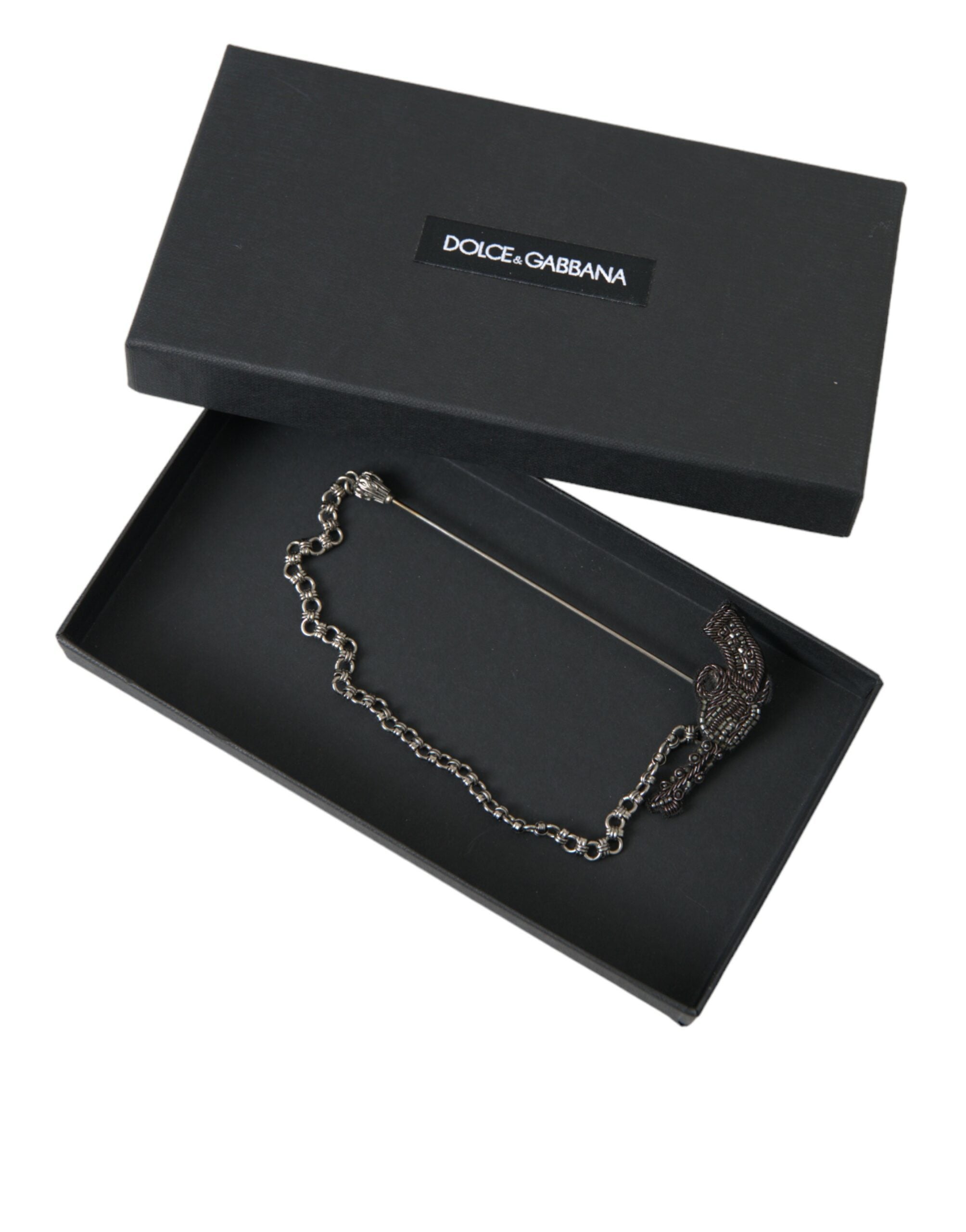Dolce &amp; Gabbana Messing Kupfer Seide Revolver Pistole Männer Brosche Anstecknadel
