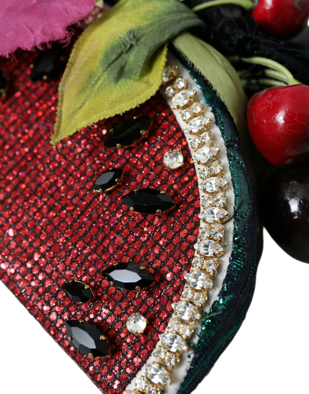 Dolce &amp; Gabbana Rotes Wassermelonen-Kirsch-Kristall-Haarband Statement-Diadem
