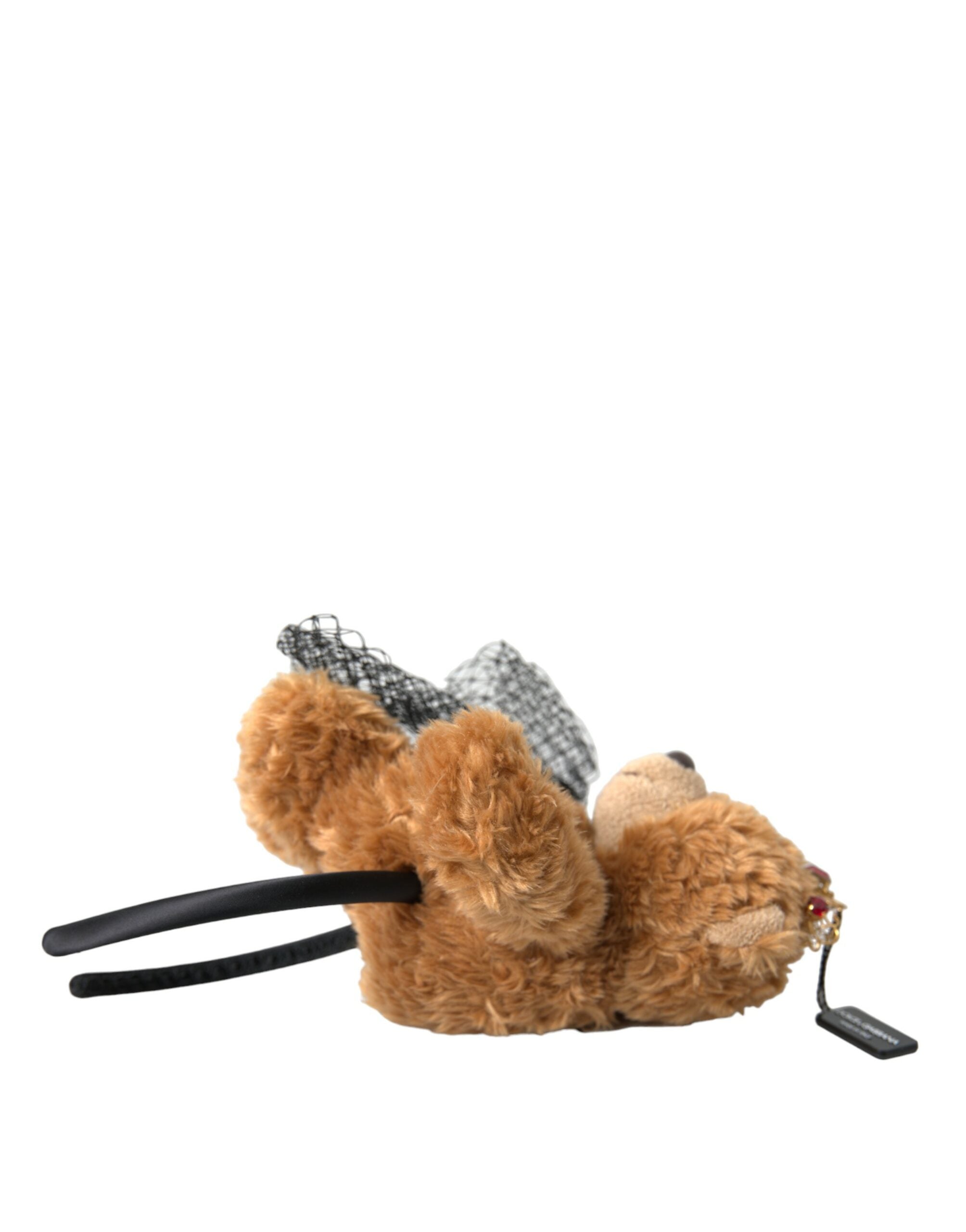 Dolce &amp; Gabbana Brauner Teddybär Gold Kristall Krone Haarband Diadem