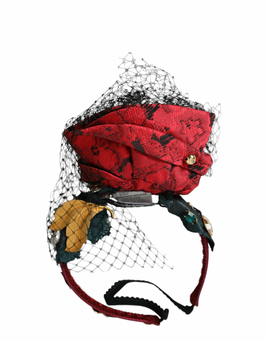 Dolce &amp; Gabbana Multicolor Rose Silk Crystal Netted Logo Stirnband Diadem
