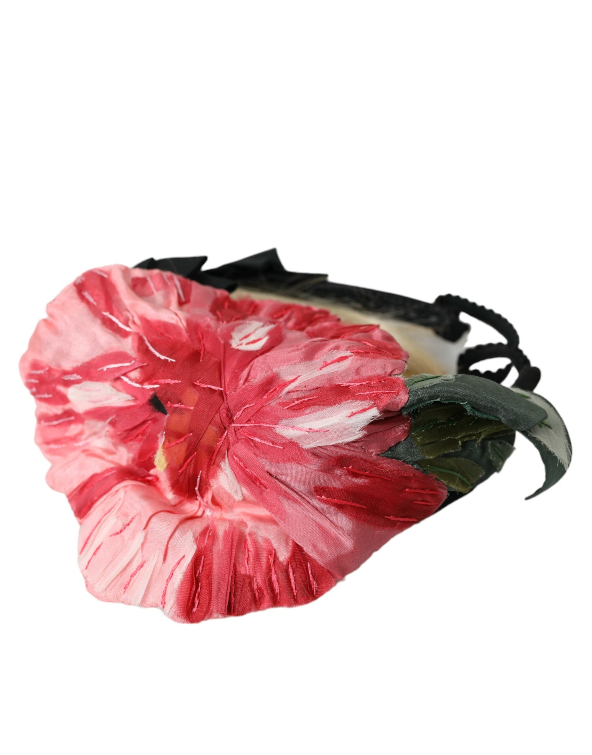 Dolce &amp; Gabbana Schwarze Viskose Weißes Haar Parrucchiera Stirnband Diadem