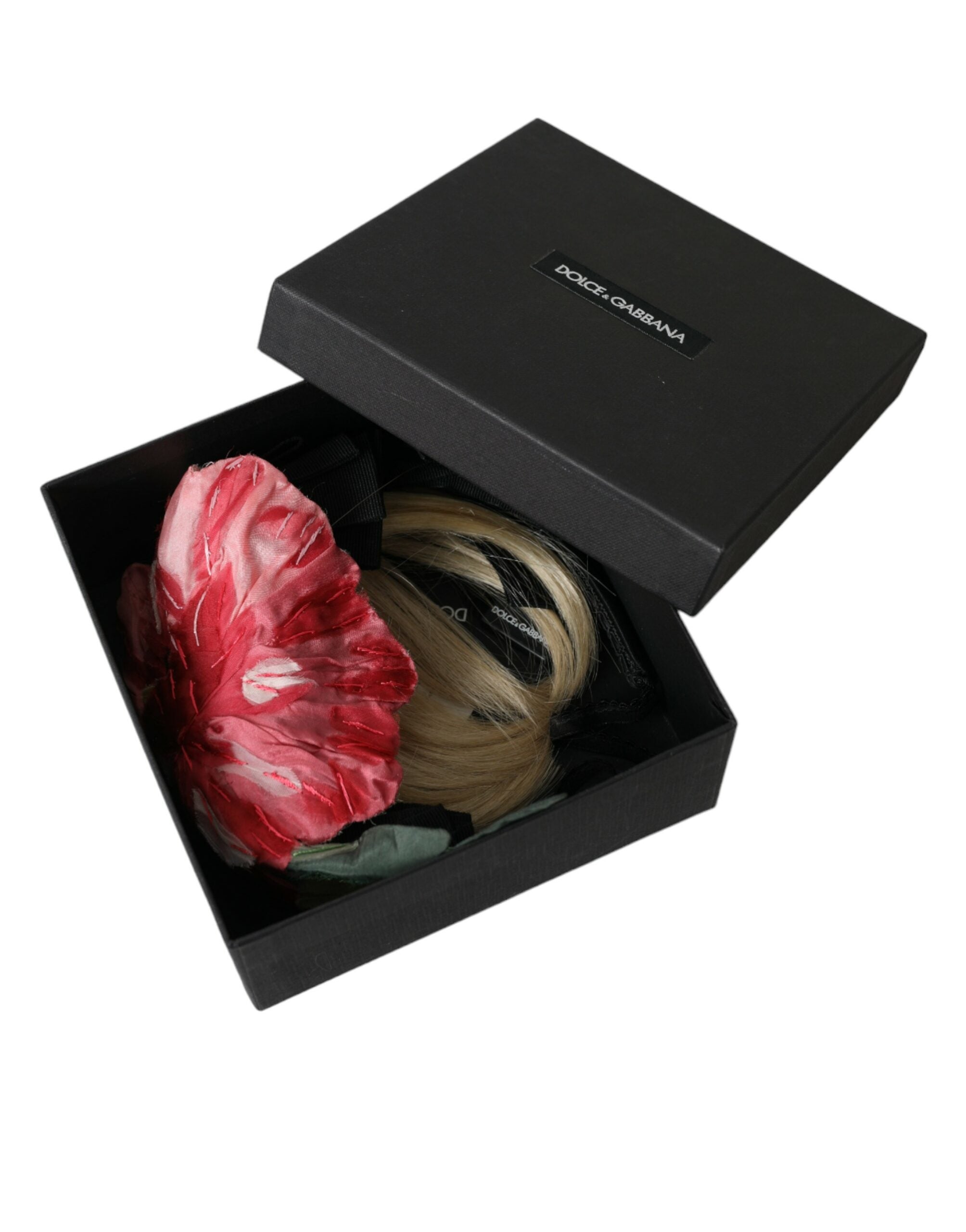 Dolce &amp; Gabbana Schwarze Viskose Weißes Haar Parrucchiera Stirnband Diadem