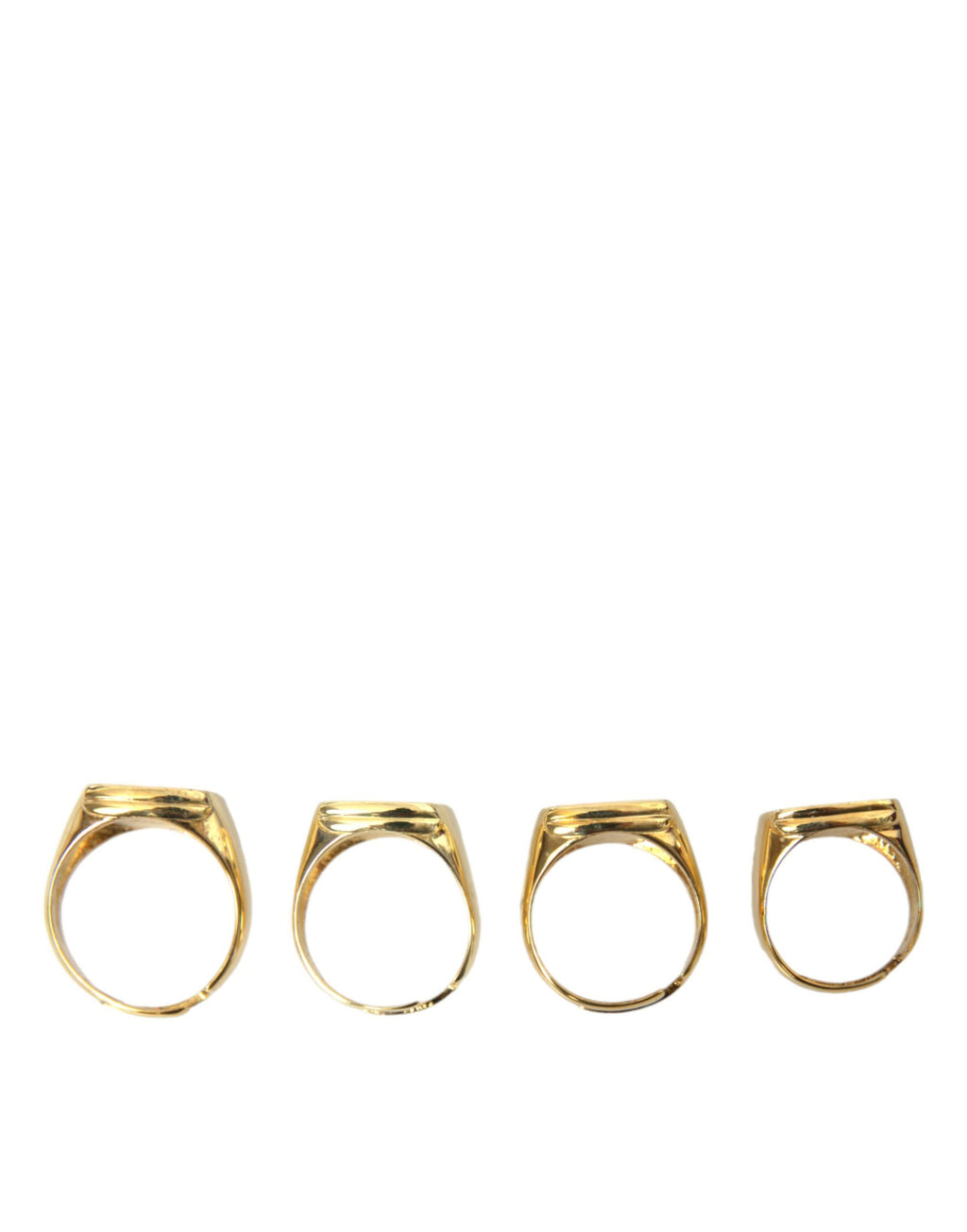 Dolce &amp; Gabbana – KING Emaille-Ring aus Goldmessing, 4er-Set