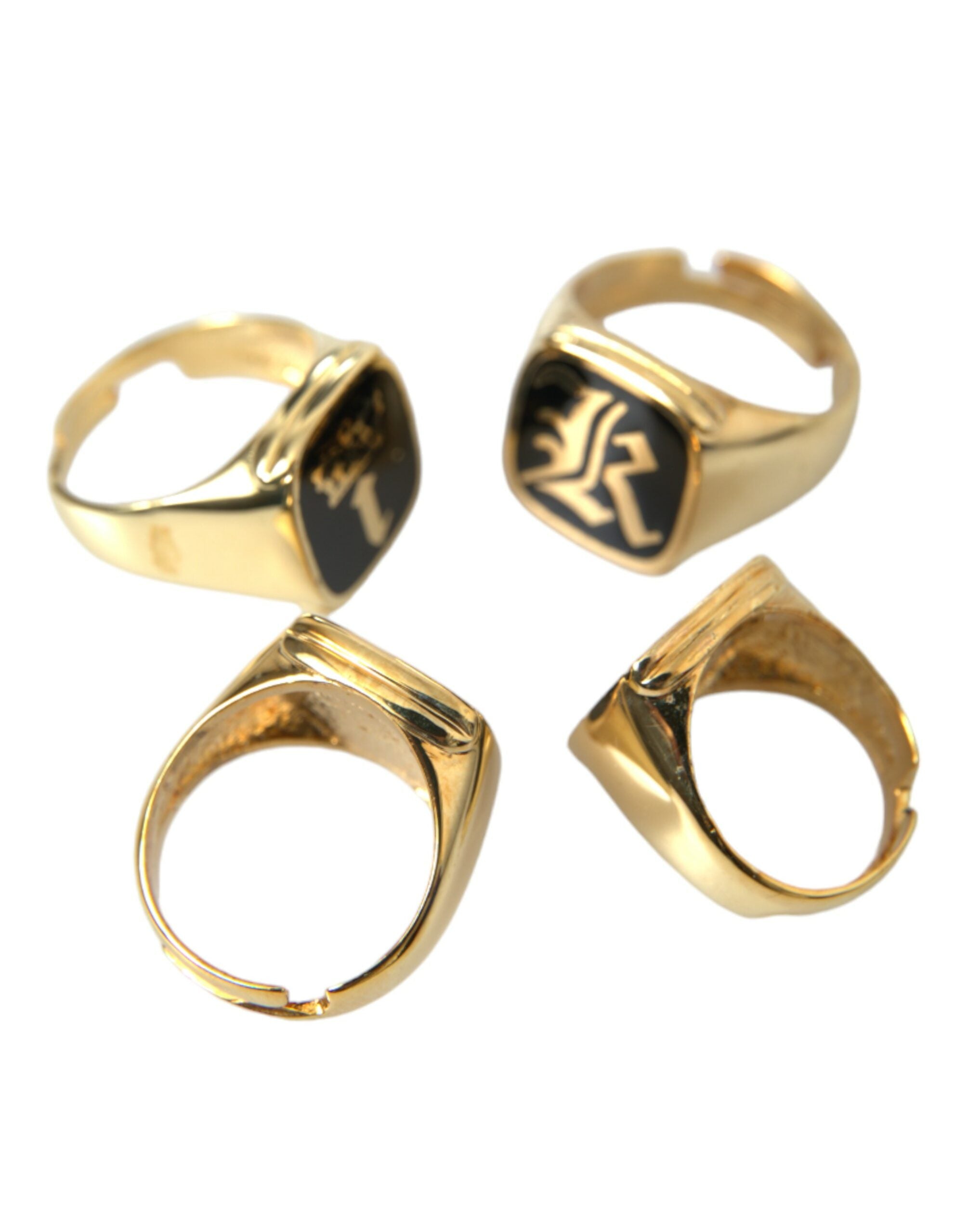 Dolce &amp; Gabbana – KING Emaille-Ring aus Goldmessing, 4er-Set