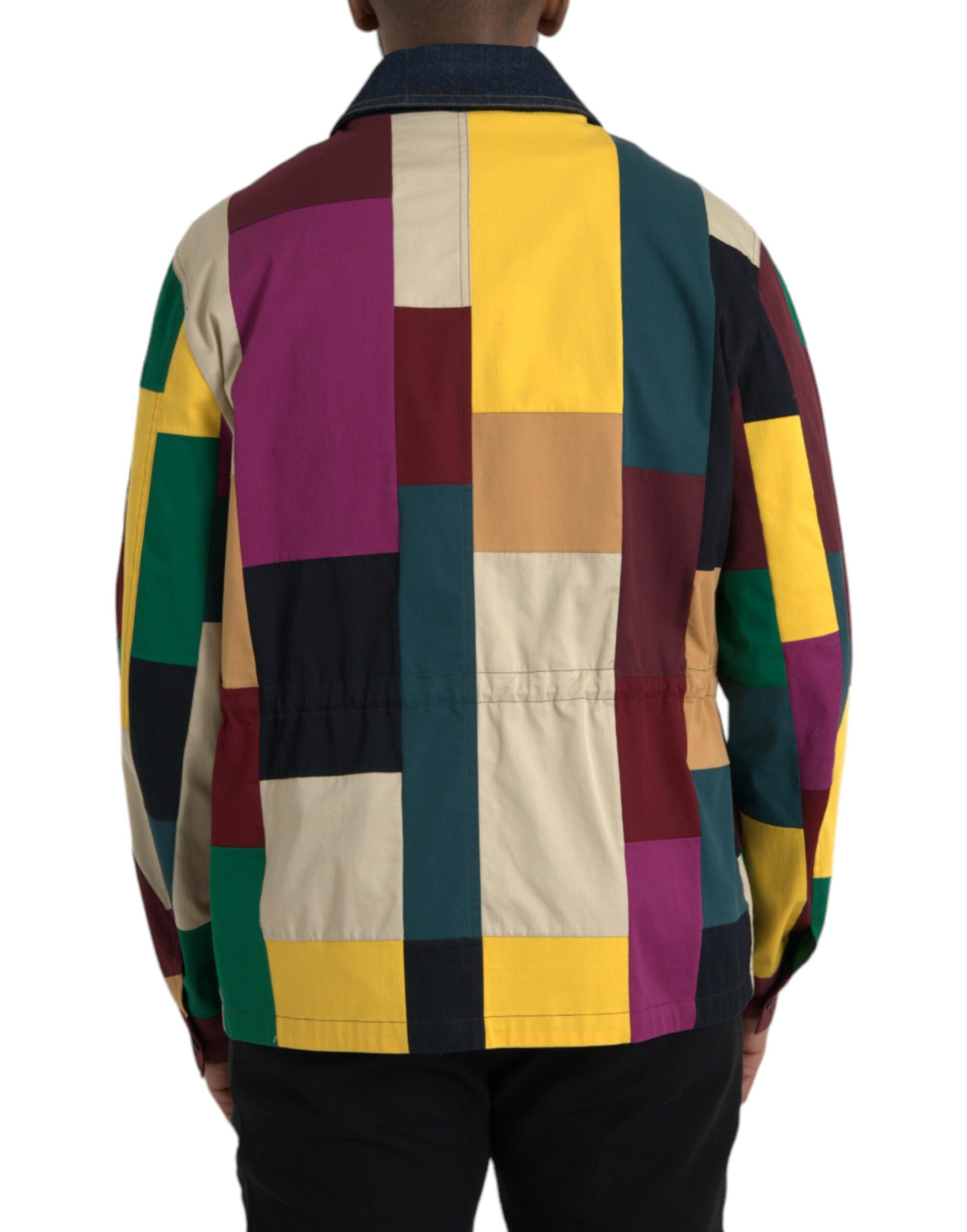 Dolce &amp; Gabbana Mehrfarbige Patchwork-Baumwolljacke mit Kragen