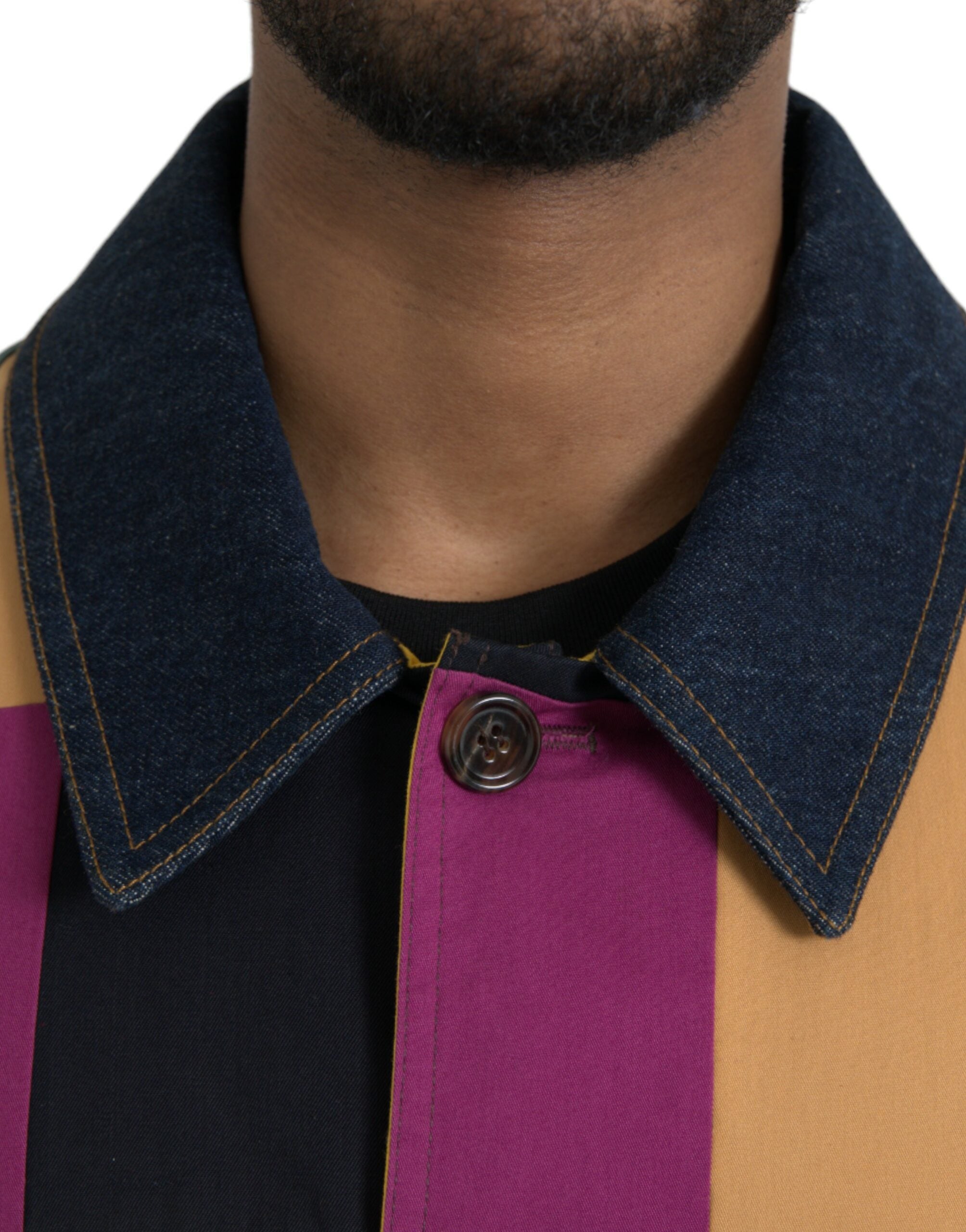 Dolce &amp; Gabbana Mehrfarbige Patchwork-Baumwolljacke mit Kragen