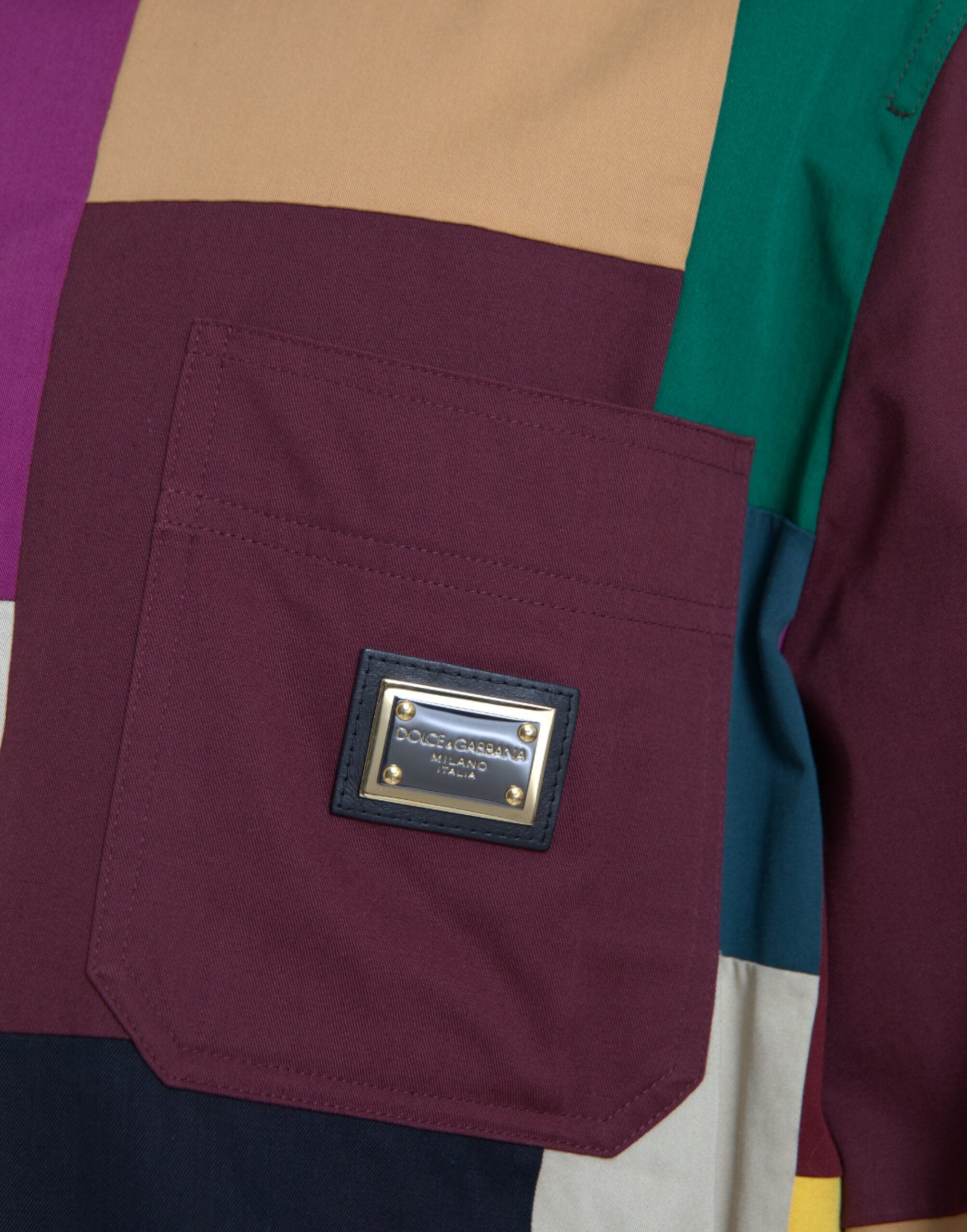 Dolce &amp; Gabbana Mehrfarbige Patchwork-Baumwolljacke mit Kragen