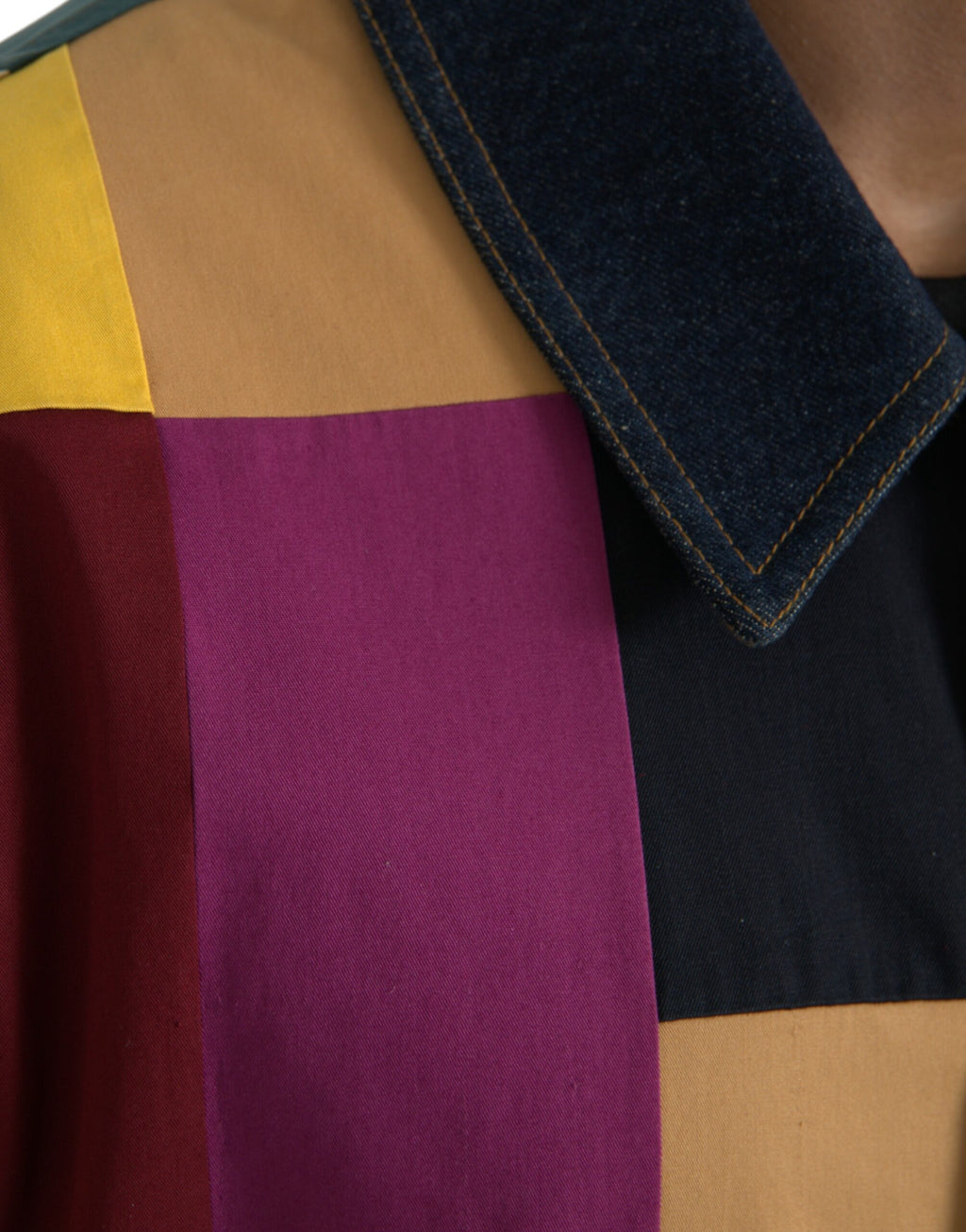 Dolce &amp; Gabbana Mehrfarbige Patchwork-Baumwolljacke mit Kragen