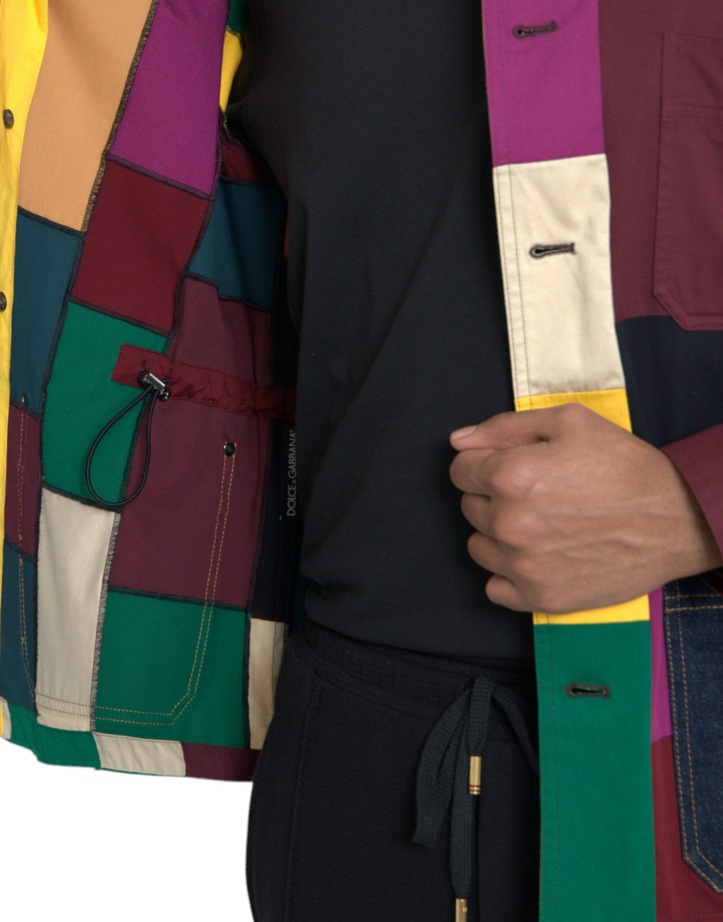 Dolce &amp; Gabbana Mehrfarbige Patchwork-Baumwolljacke mit Kragen