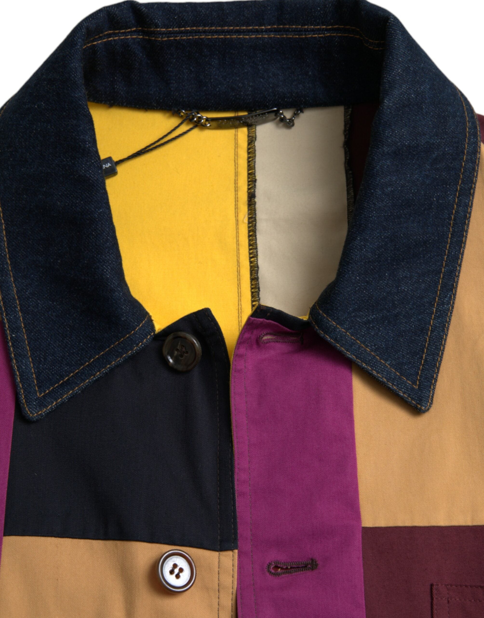 Dolce &amp; Gabbana Mehrfarbige Patchwork-Baumwolljacke mit Kragen