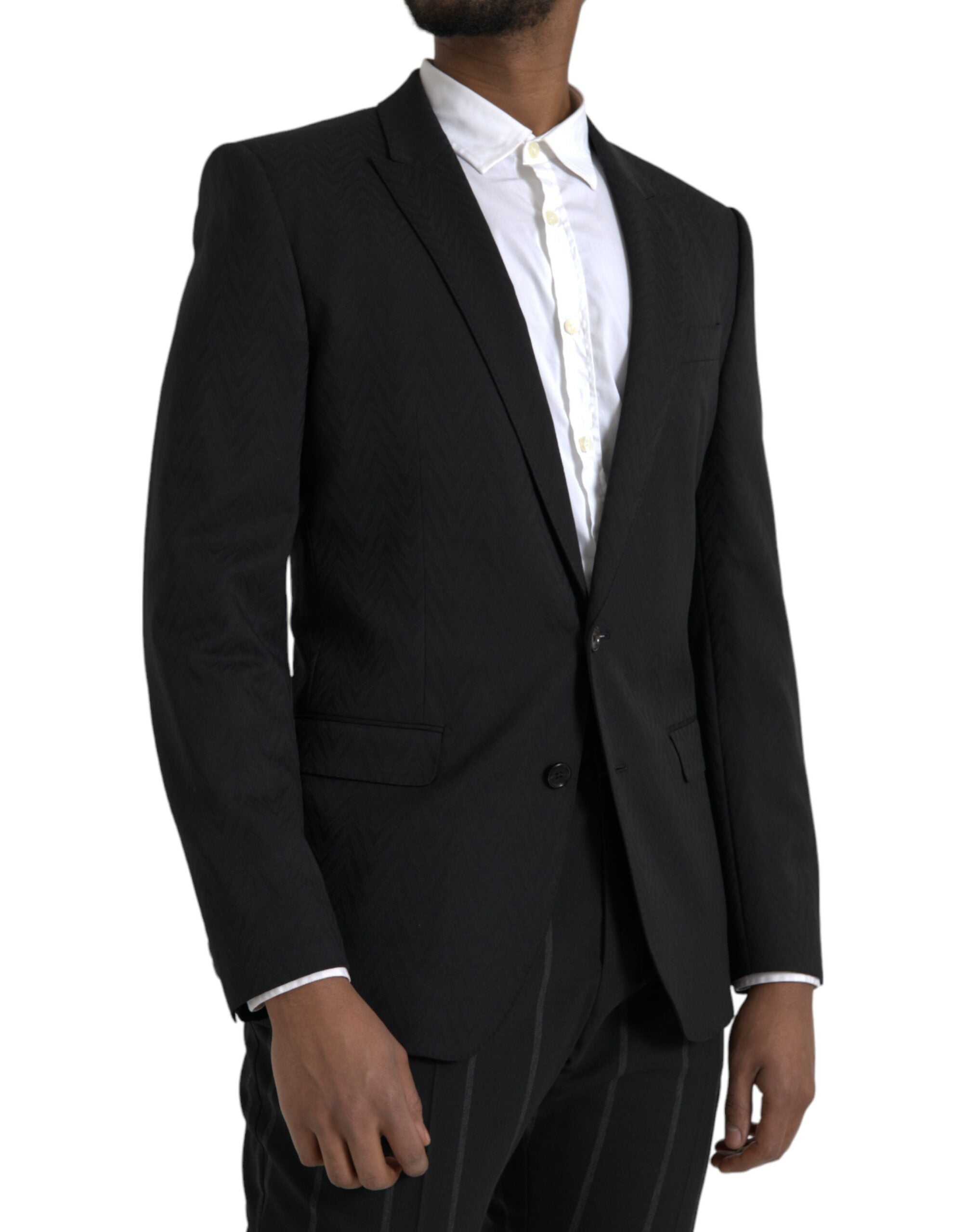 Dolce &amp; Gabbana Schwarzer MARTINI Slim Fit Jacke Mantel Blazer
