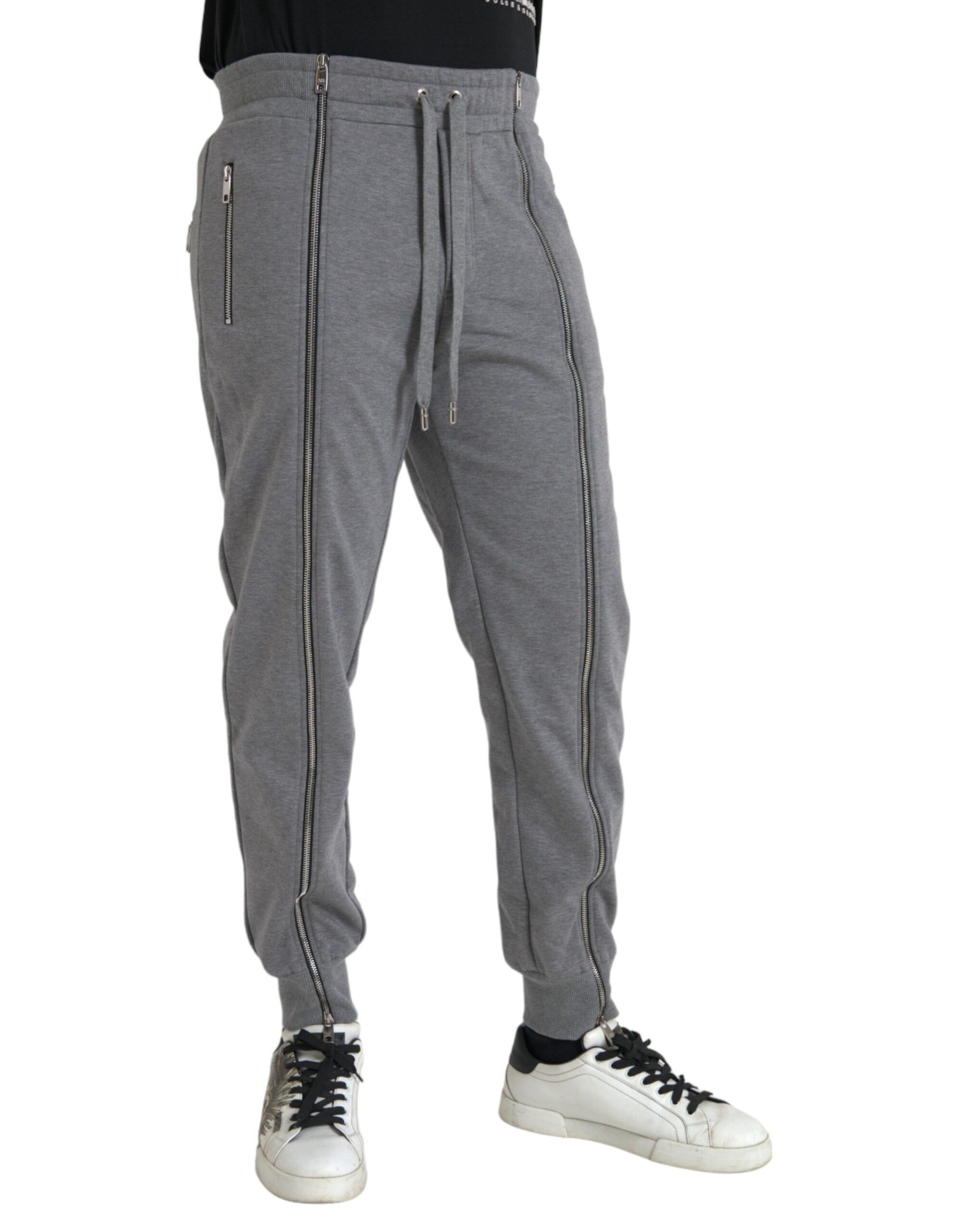 Dolce &amp; Gabbana – Graue Jogginghose aus Baumwolle mit schmalem Schnitt