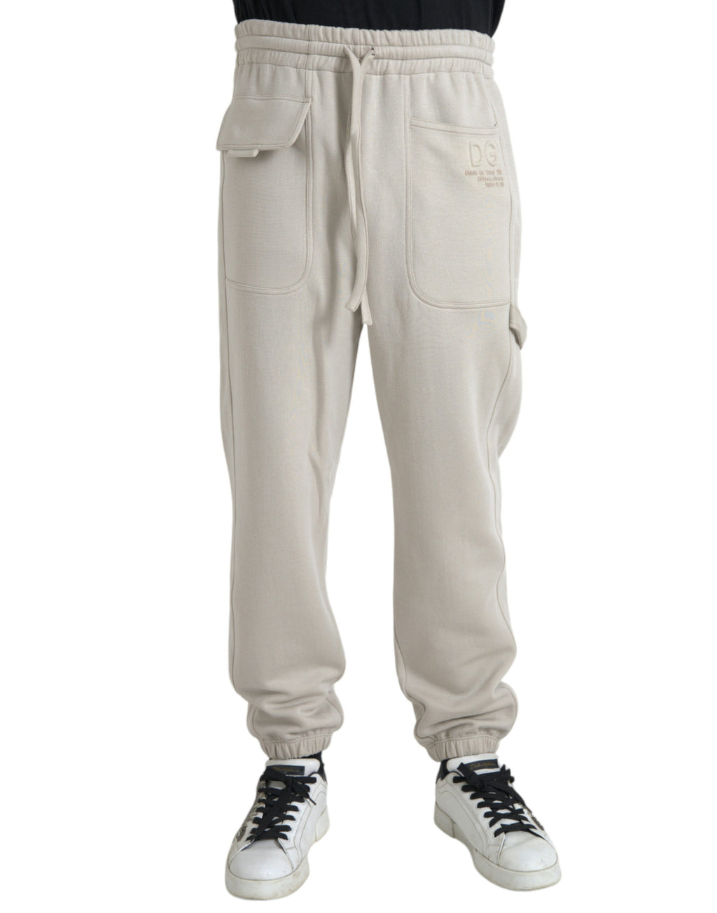 Dolce &amp; Gabbana – Cargo-Jogginghose aus Viskose in Off-White