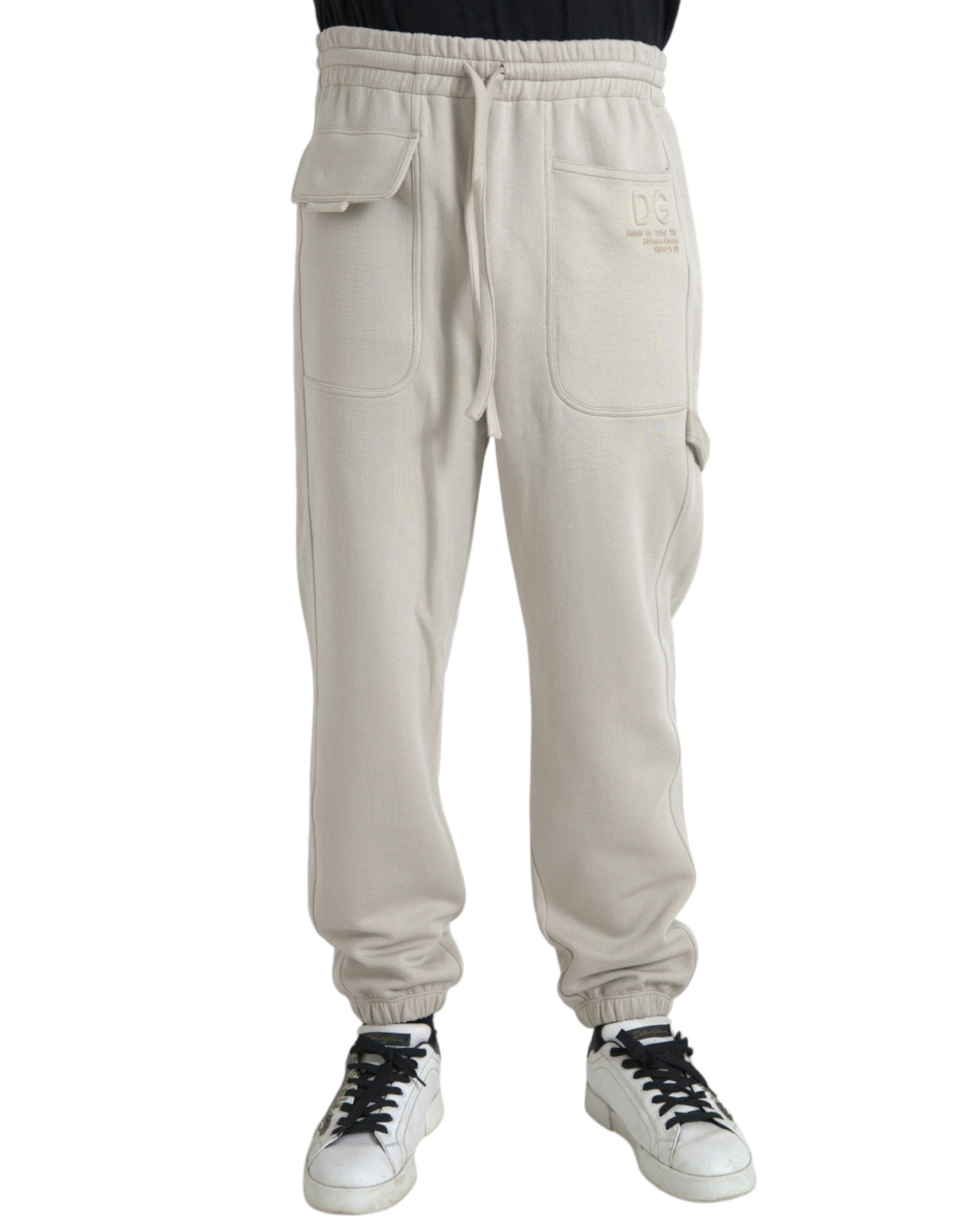 Dolce &amp; Gabbana – Cargo-Jogginghose aus Viskose in Off-White