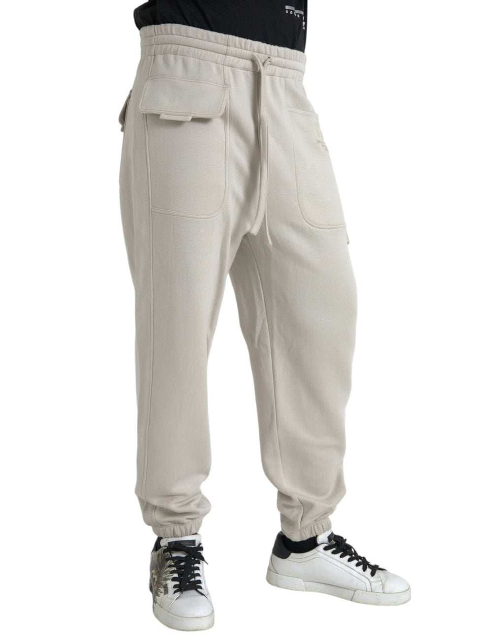 Dolce &amp; Gabbana – Cargo-Jogginghose aus Viskose in Off-White