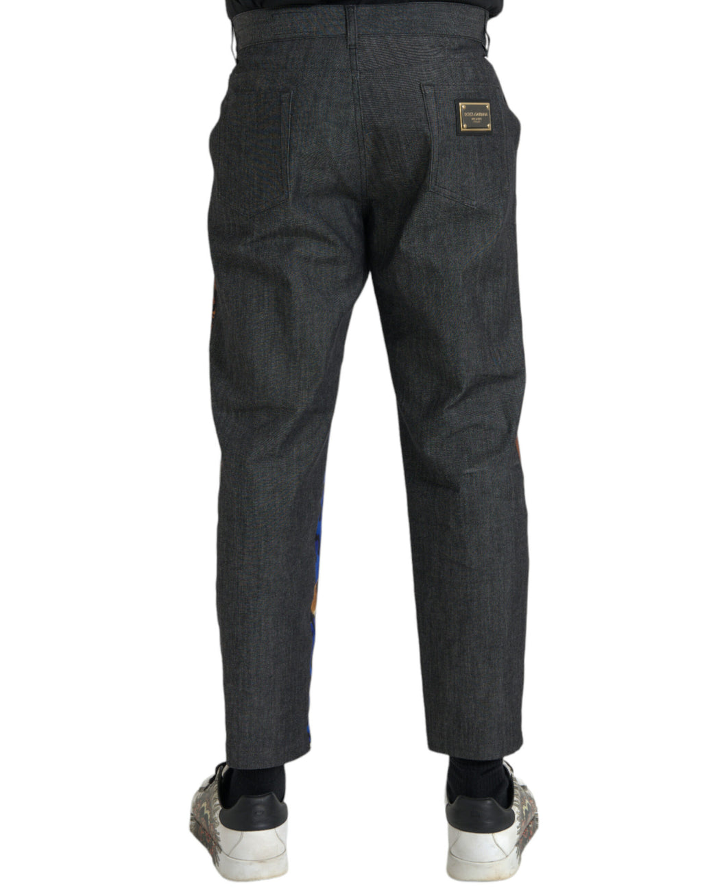 Dolce &amp; Gabbana – Lockere Karottenhose aus Baumwolle mit mehrfarbigem Tiger-Leopardenmuster