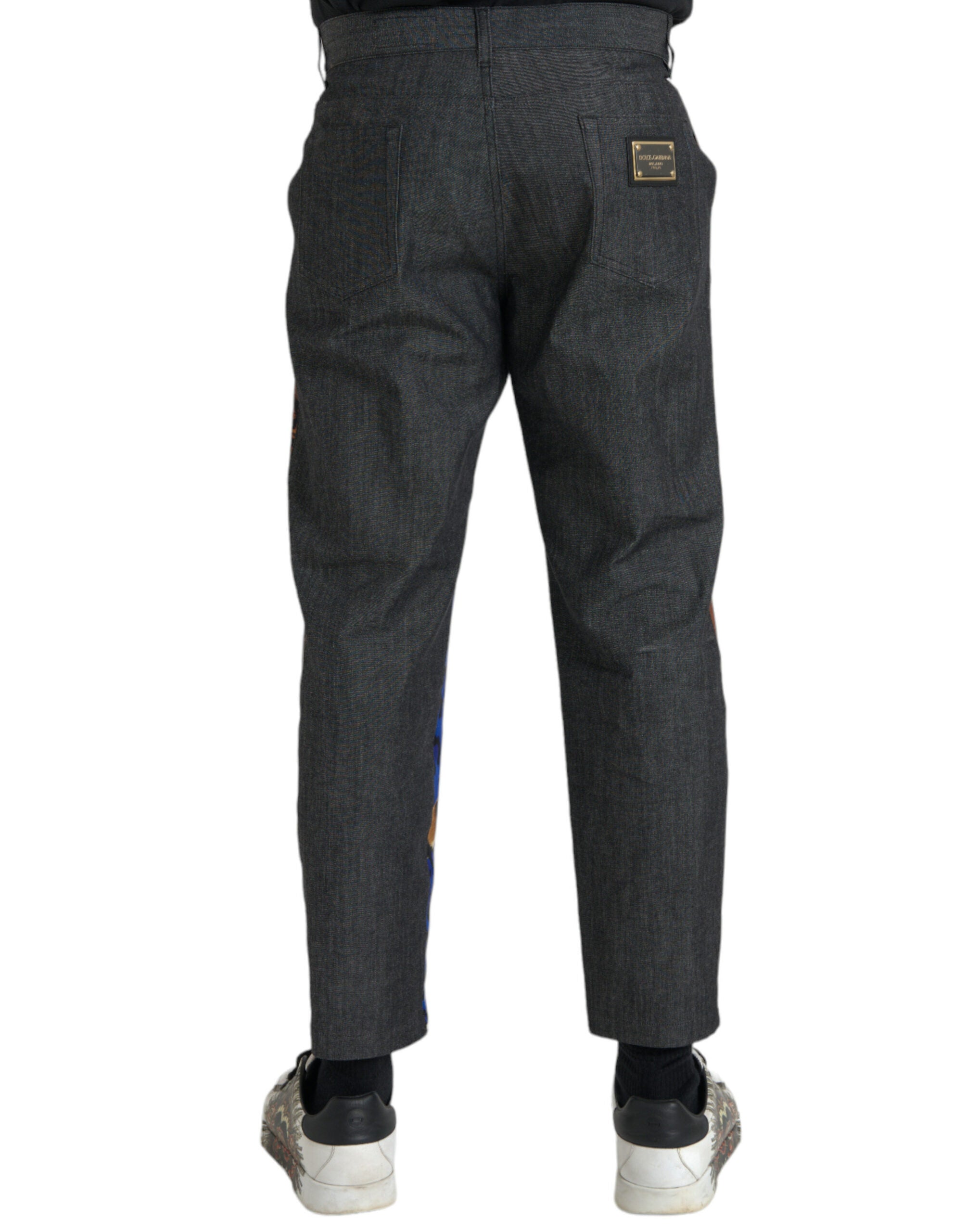Dolce &amp; Gabbana – Lockere Karottenhose aus Baumwolle mit mehrfarbigem Tiger-Leopardenmuster