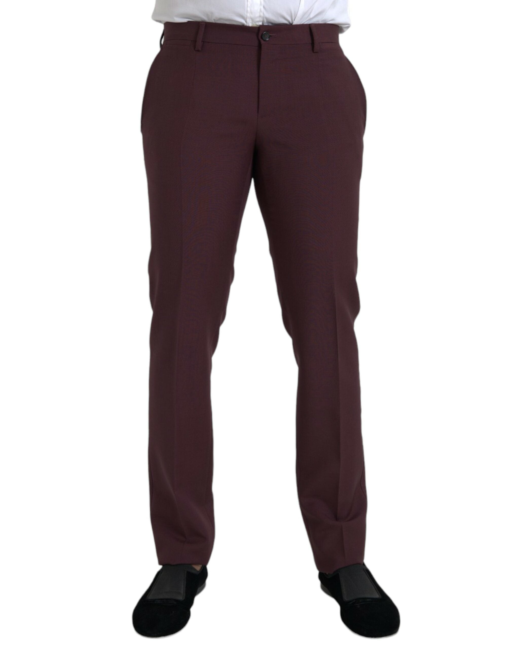 Dolce &amp; Gabbana – Slim Fit Anzughose aus kastanienbrauner Wolle für Herren
