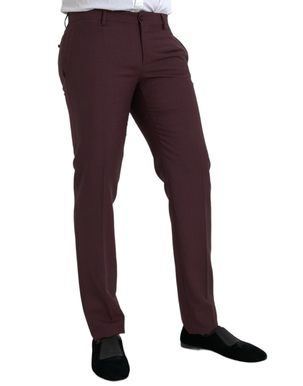 Dolce &amp; Gabbana – Slim Fit Anzughose aus kastanienbrauner Wolle für Herren