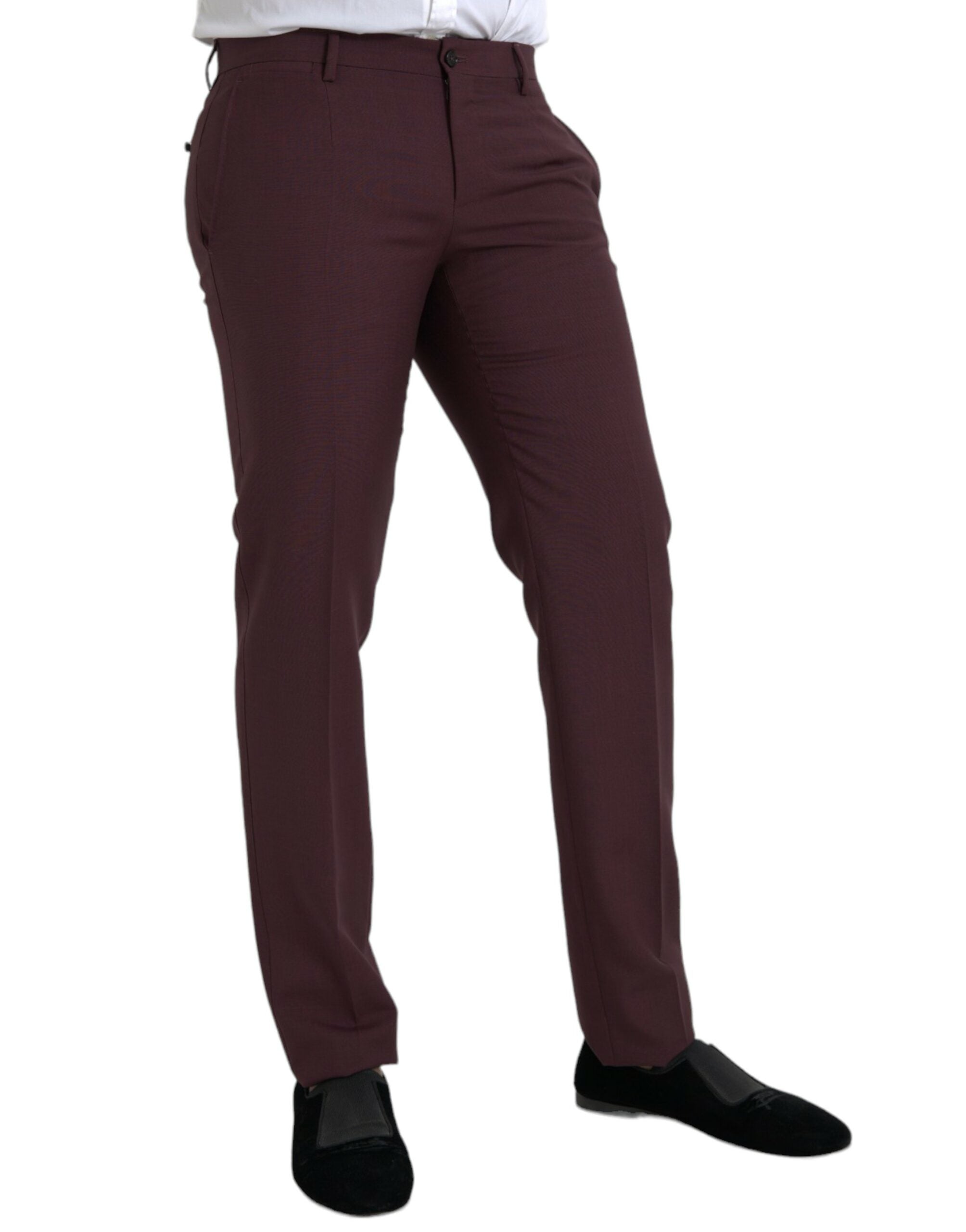 Dolce &amp; Gabbana – Slim Fit Anzughose aus kastanienbrauner Wolle für Herren