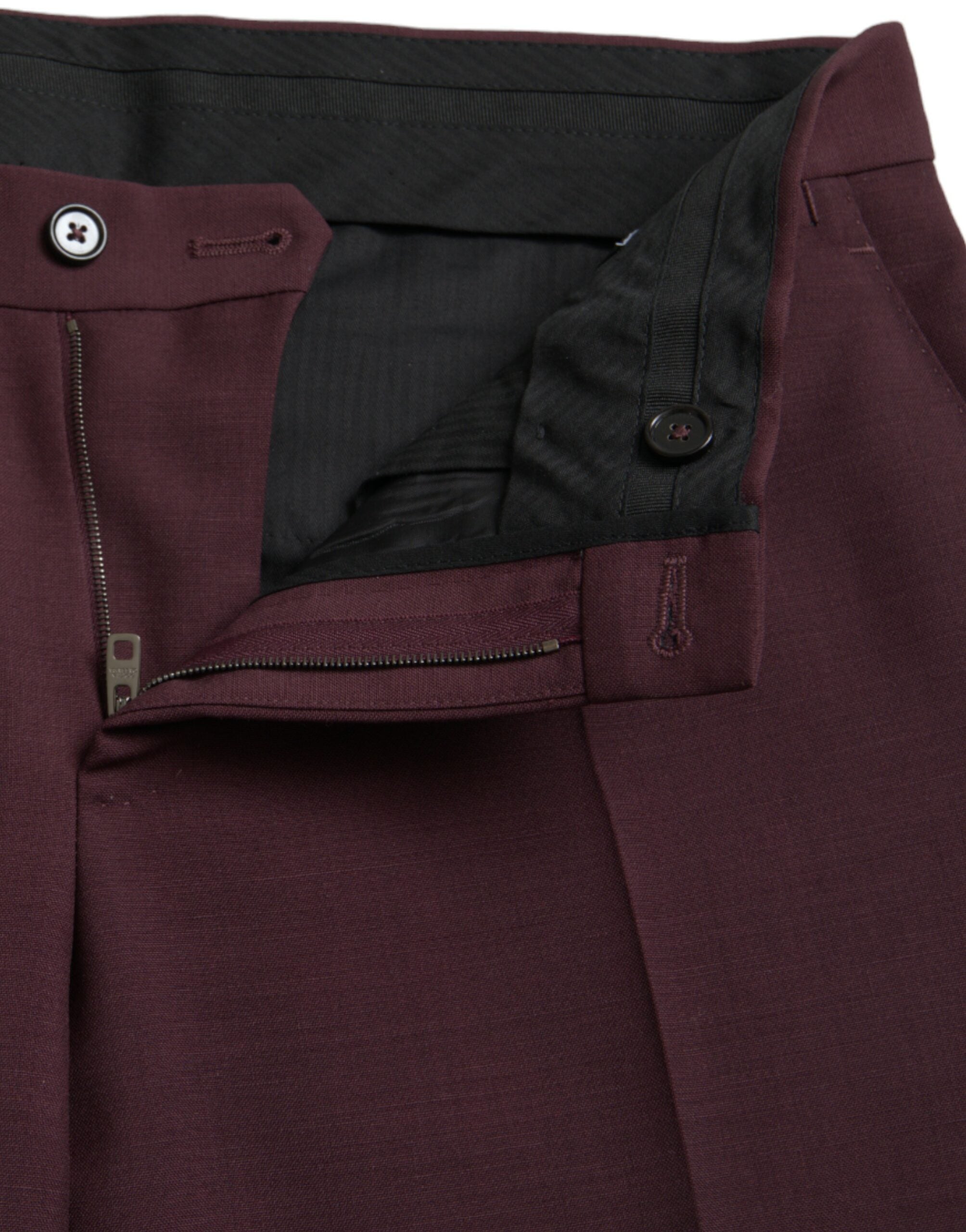 Dolce &amp; Gabbana – Slim Fit Anzughose aus kastanienbrauner Wolle für Herren